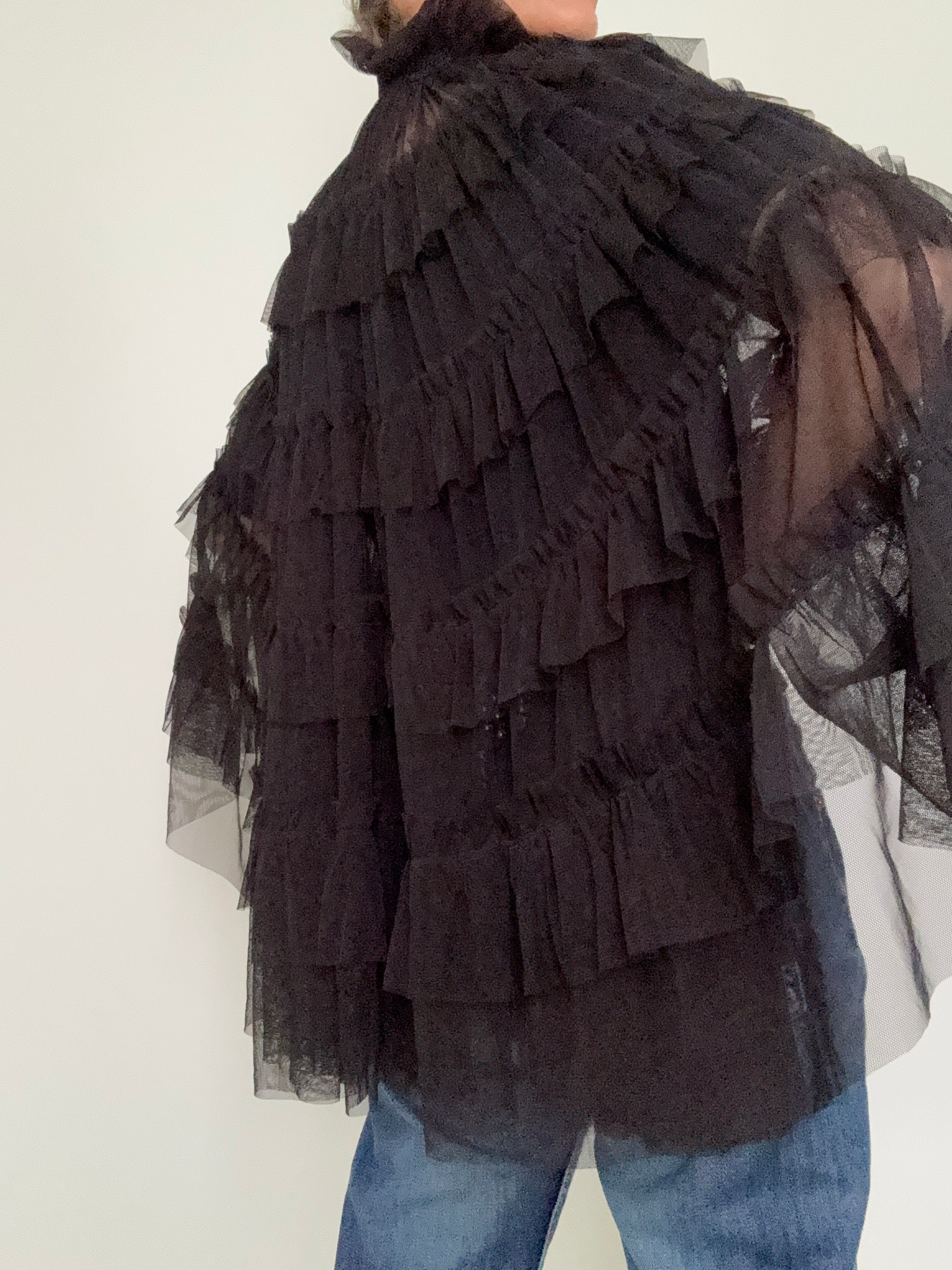 Aude Tiered Cape Coat Black | Jackets