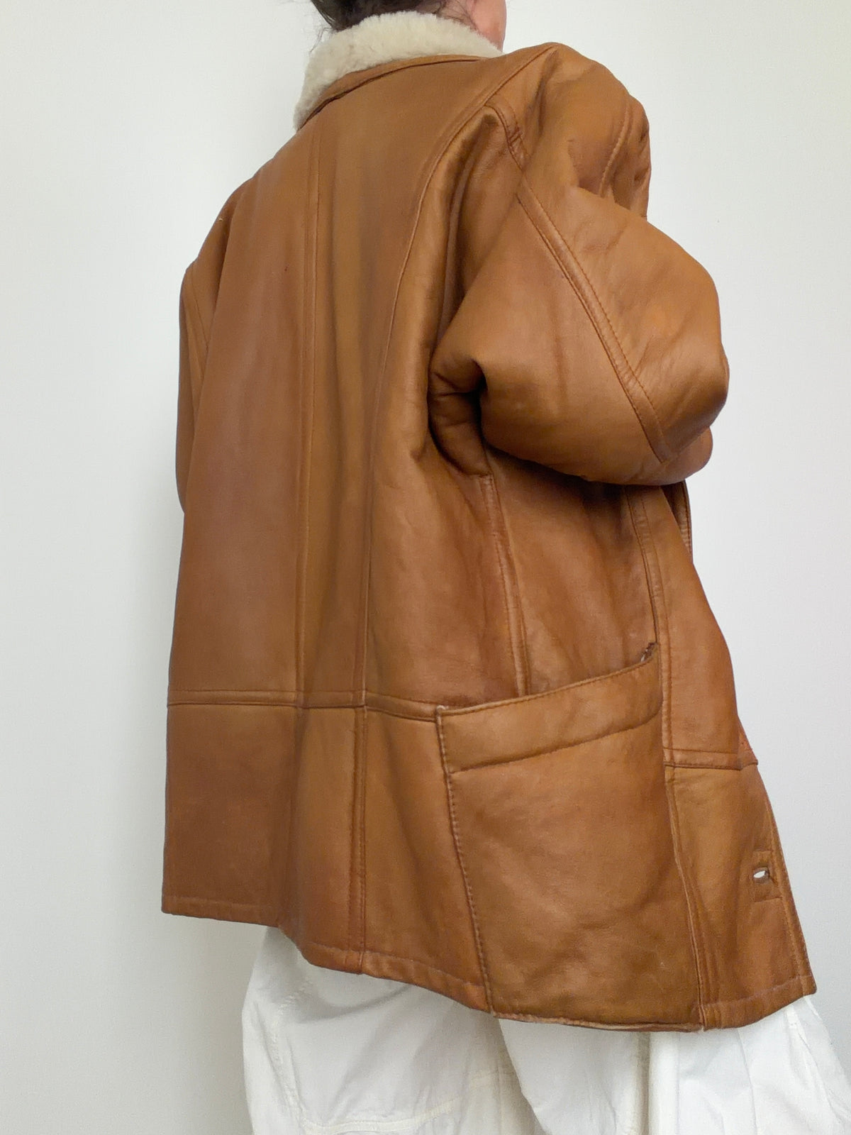 Vintage Cognac Shearling Coat
