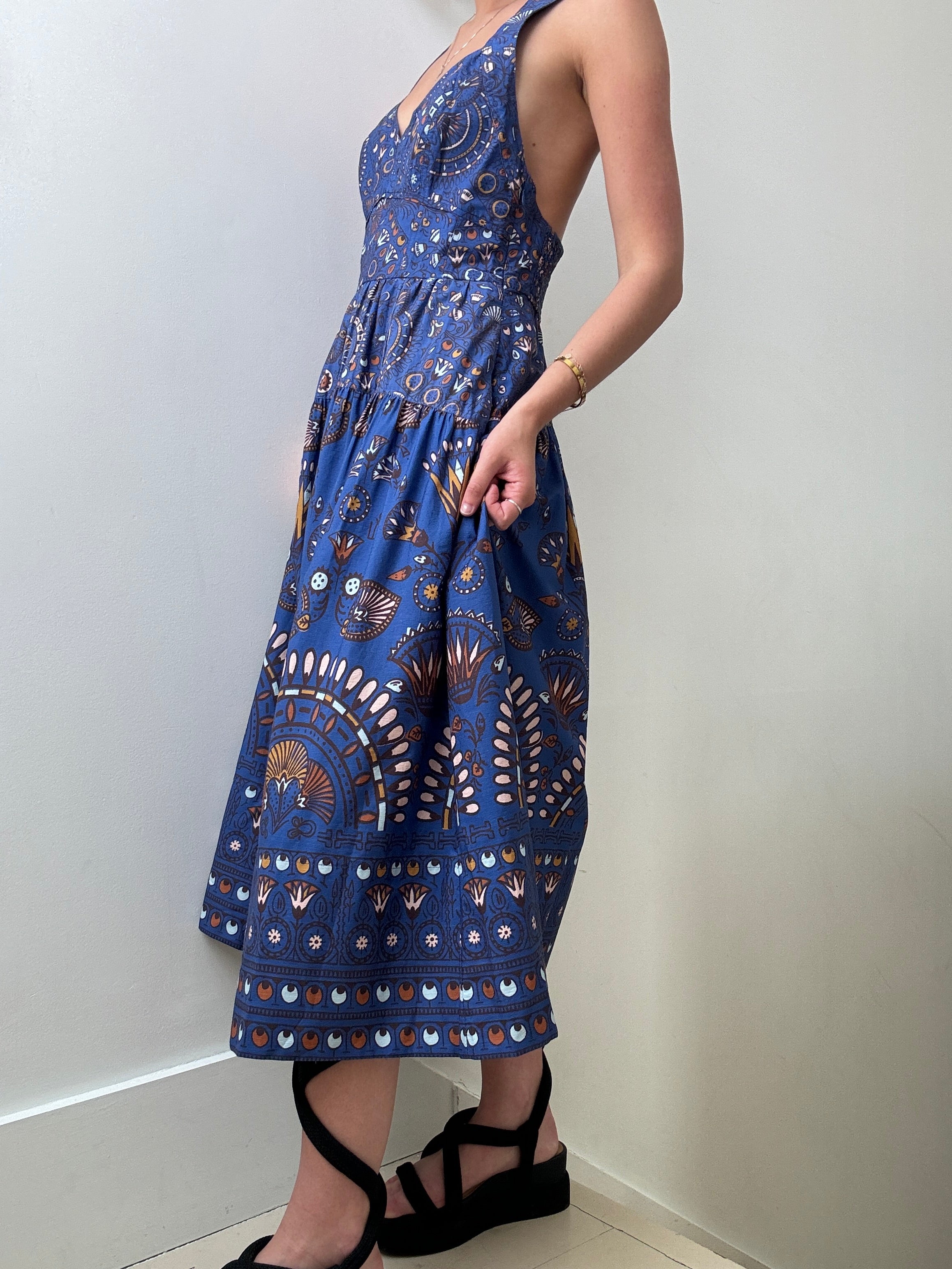 Blue Motif Maxi Dress