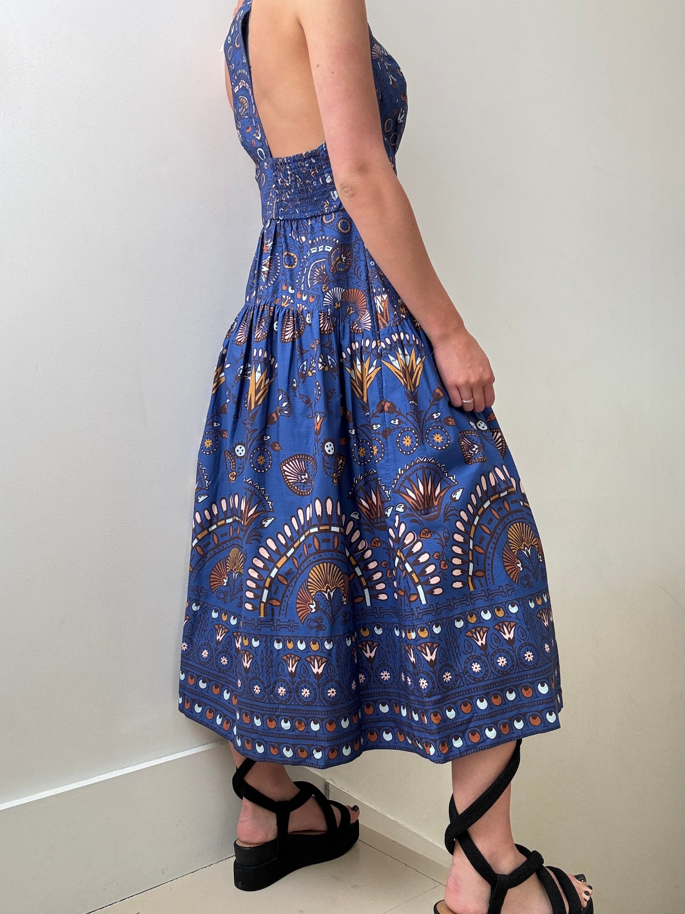 Blue Motif Maxi Dress