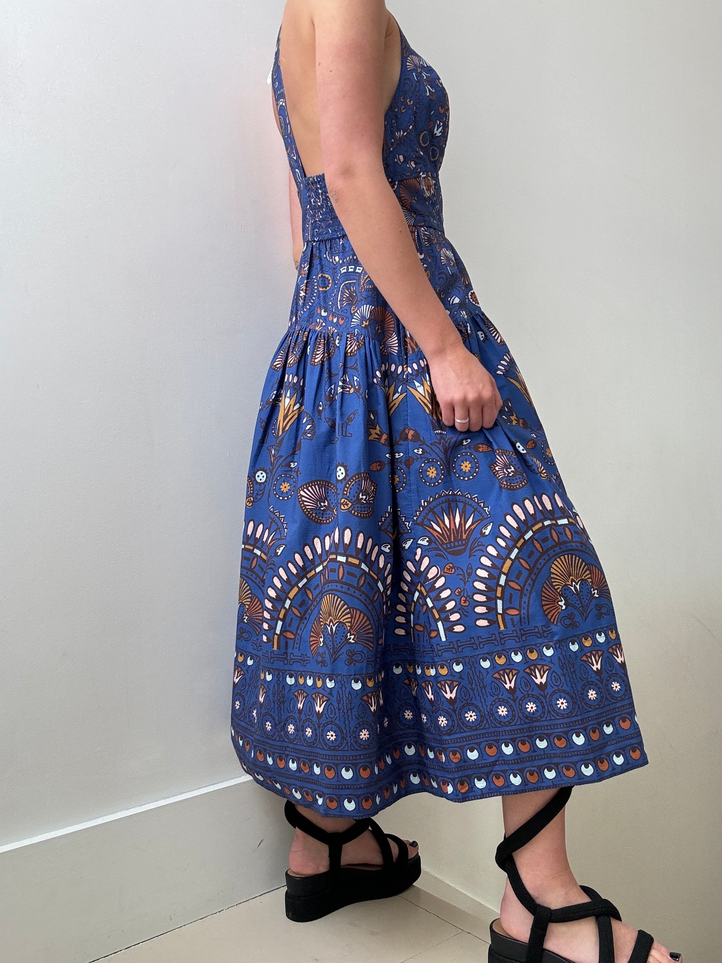 Blue Motif Maxi Dress