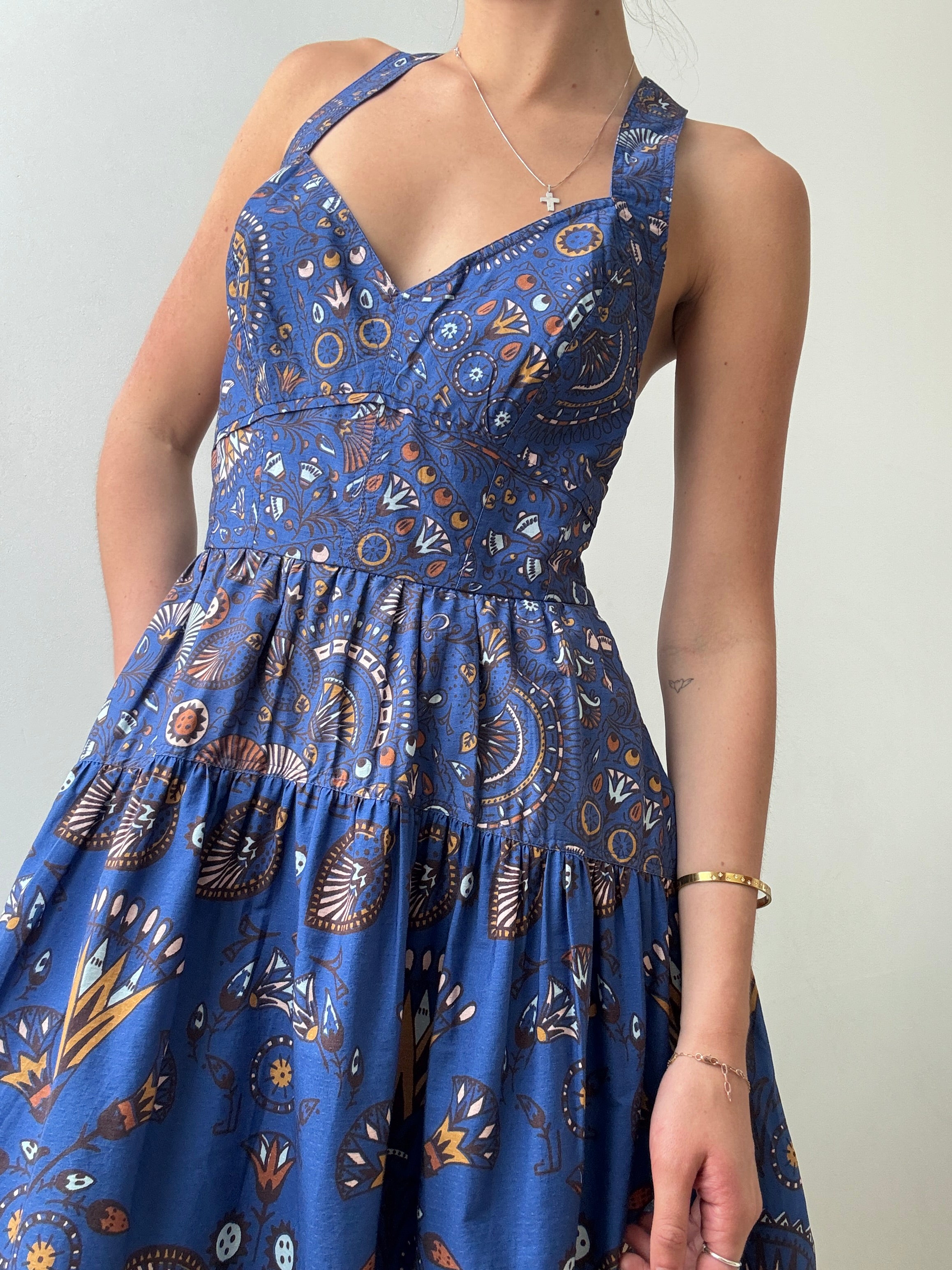 Blue Motif Maxi Dress