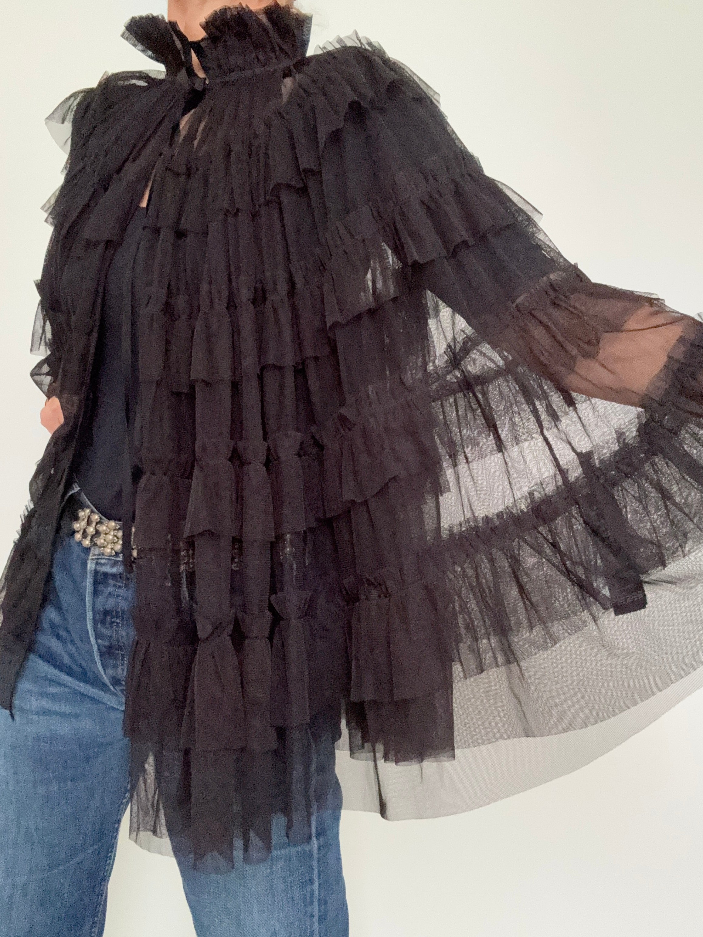 All Saints Jackets One Size Aude Tiered Cape Coat Black