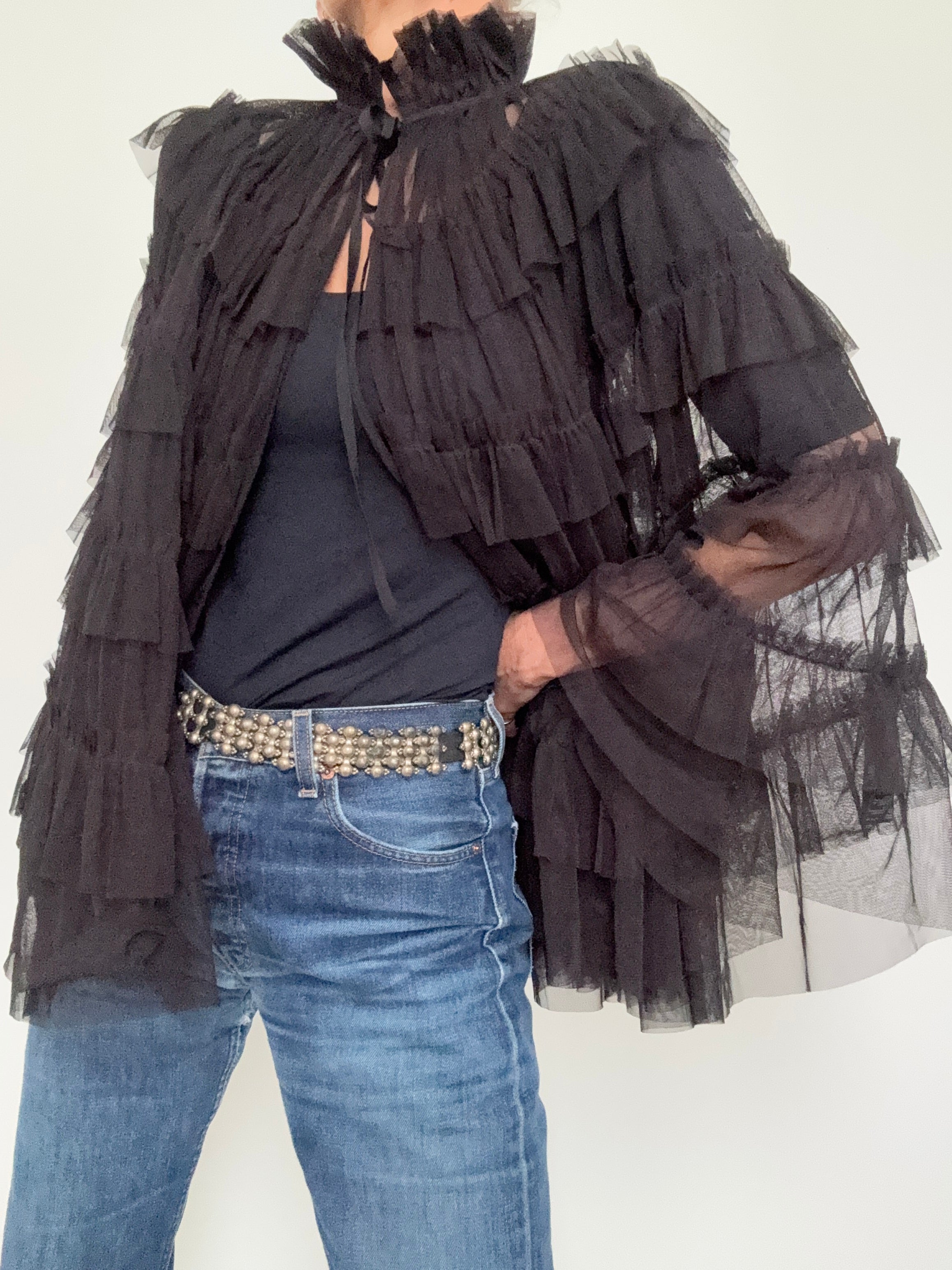 All Saints Jackets One Size Aude Tiered Cape Coat Black