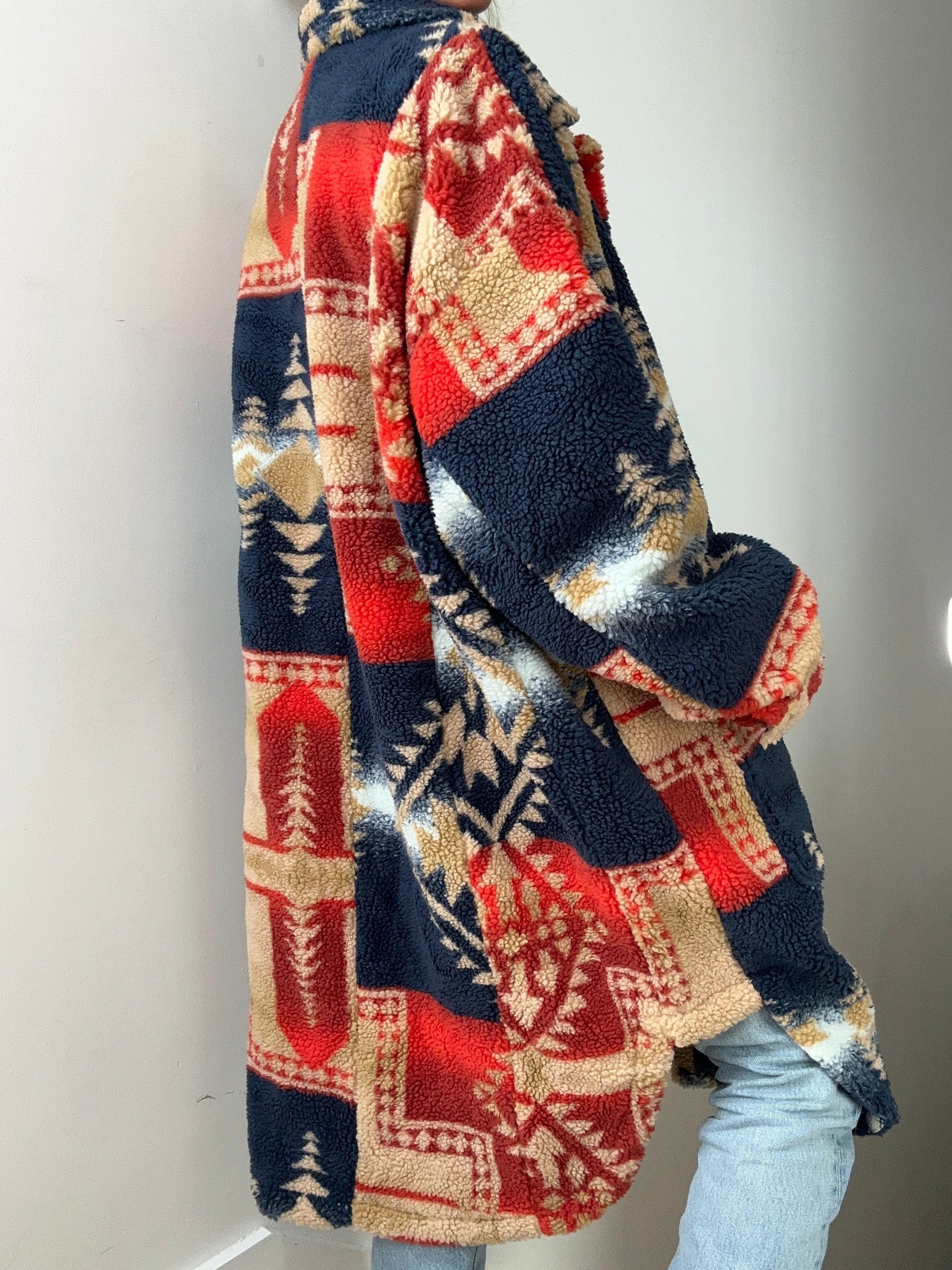 Pilcro Southwest Indian Sherpa Duster Coat | Coats