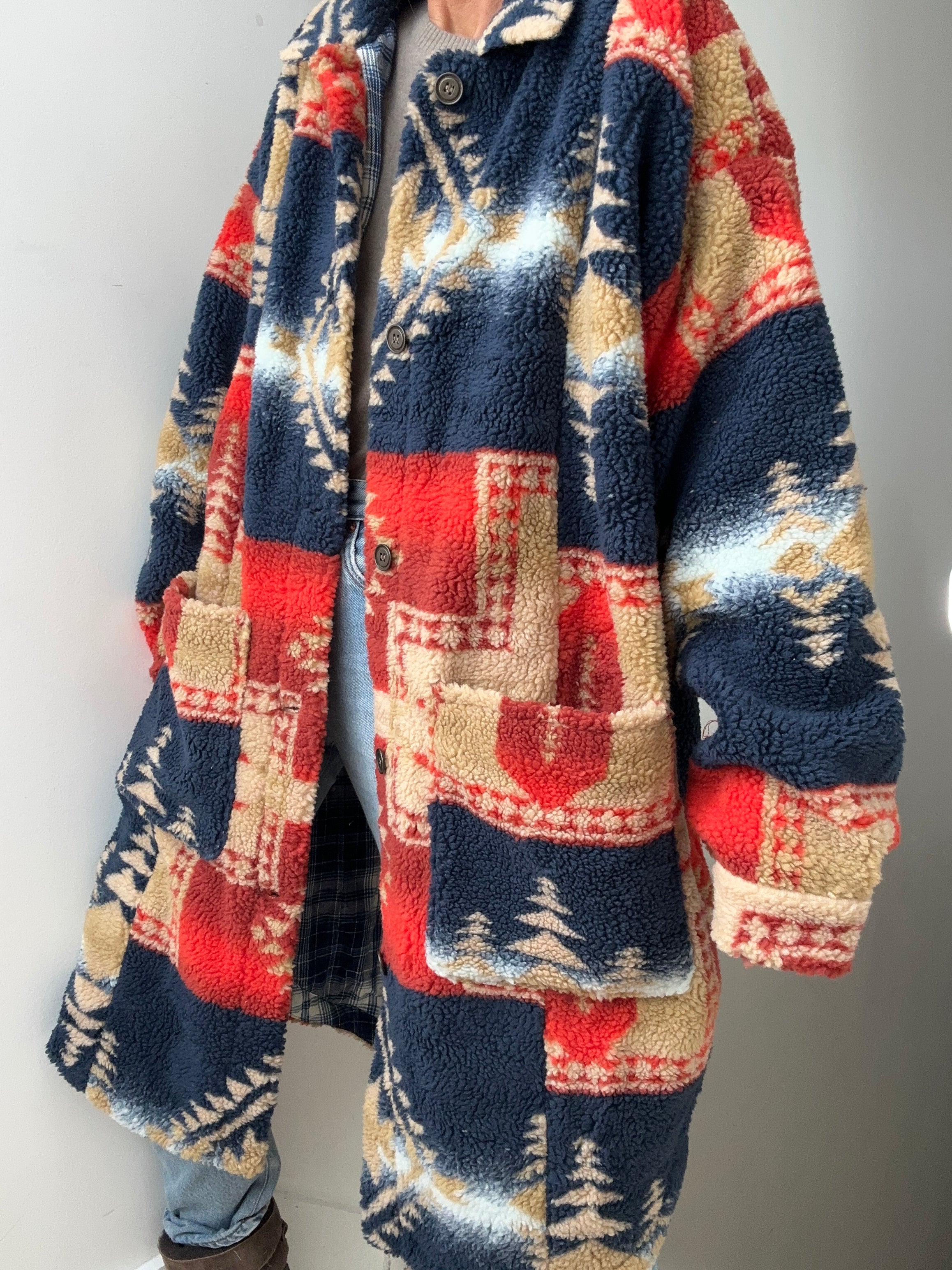 Pilcro Southwest Indian Sherpa Duster Coat | Coats