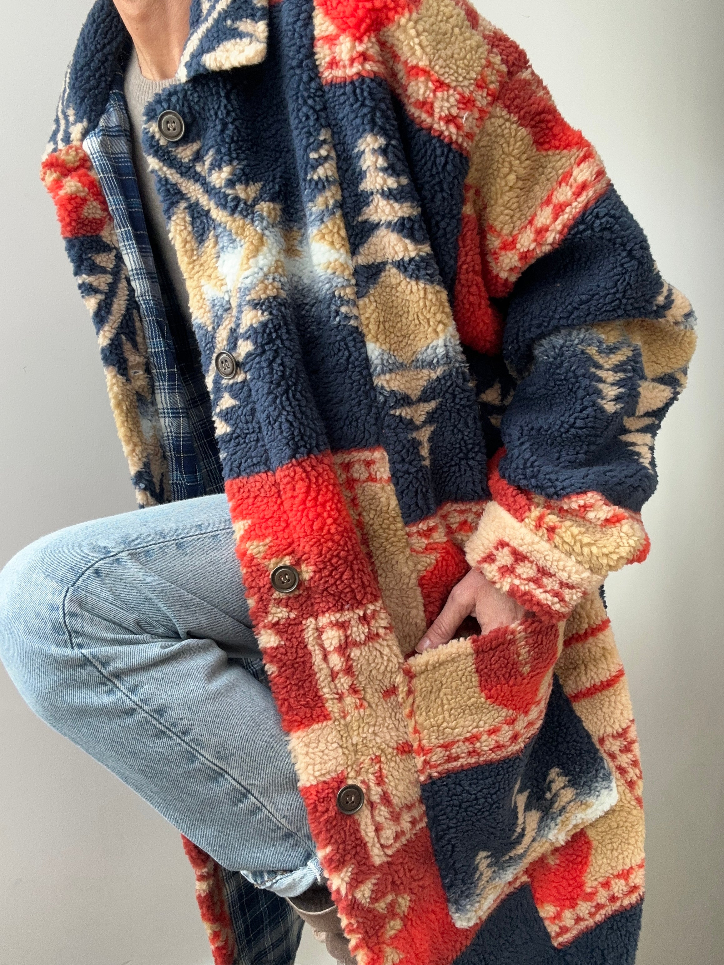 Pilcro Southwest Indian Sherpa Duster Coat | Coats