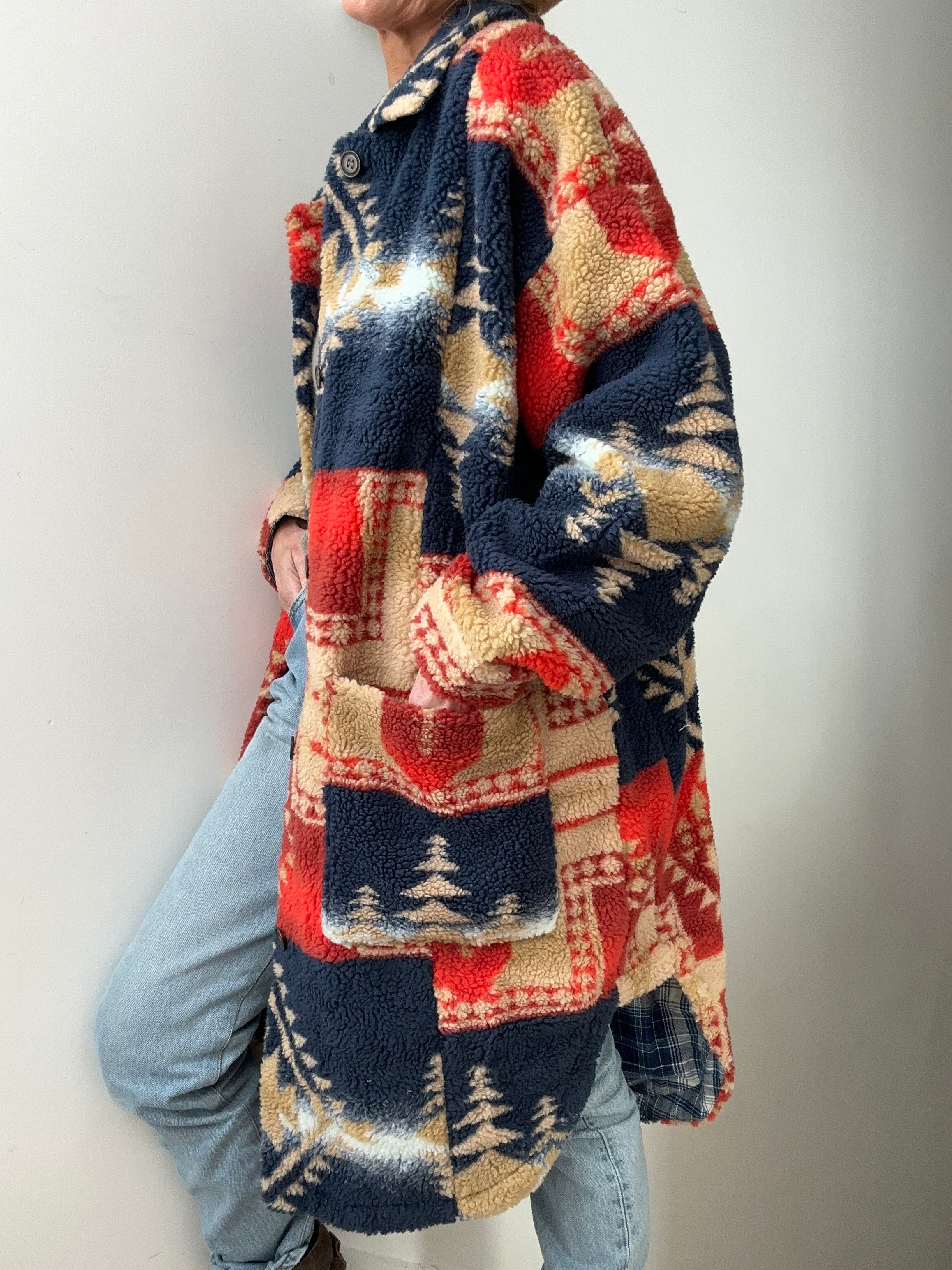 Pilcro Southwest Indian Sherpa Duster Coat | Coats