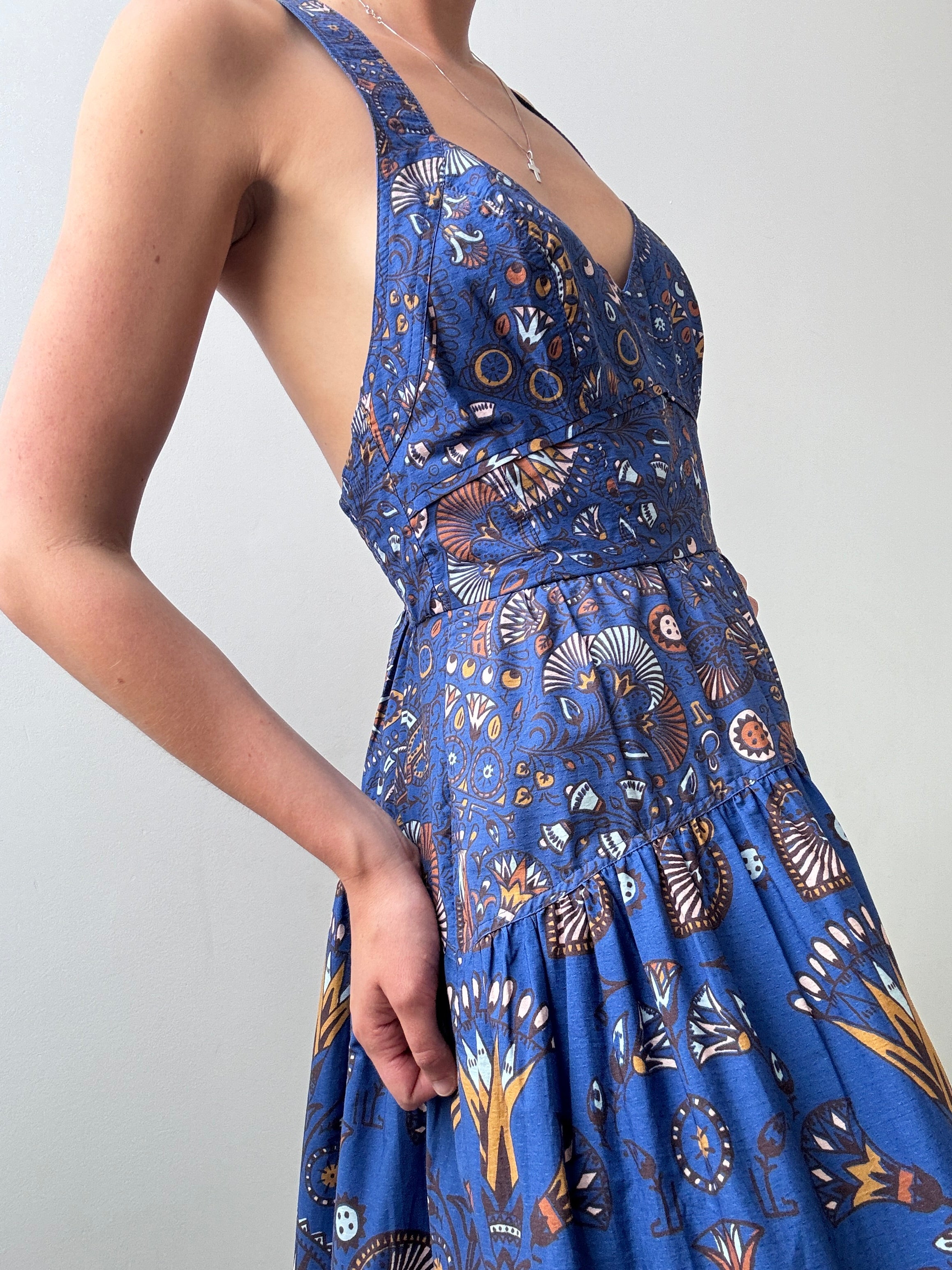 Blue Motif Maxi Dress | Dresses