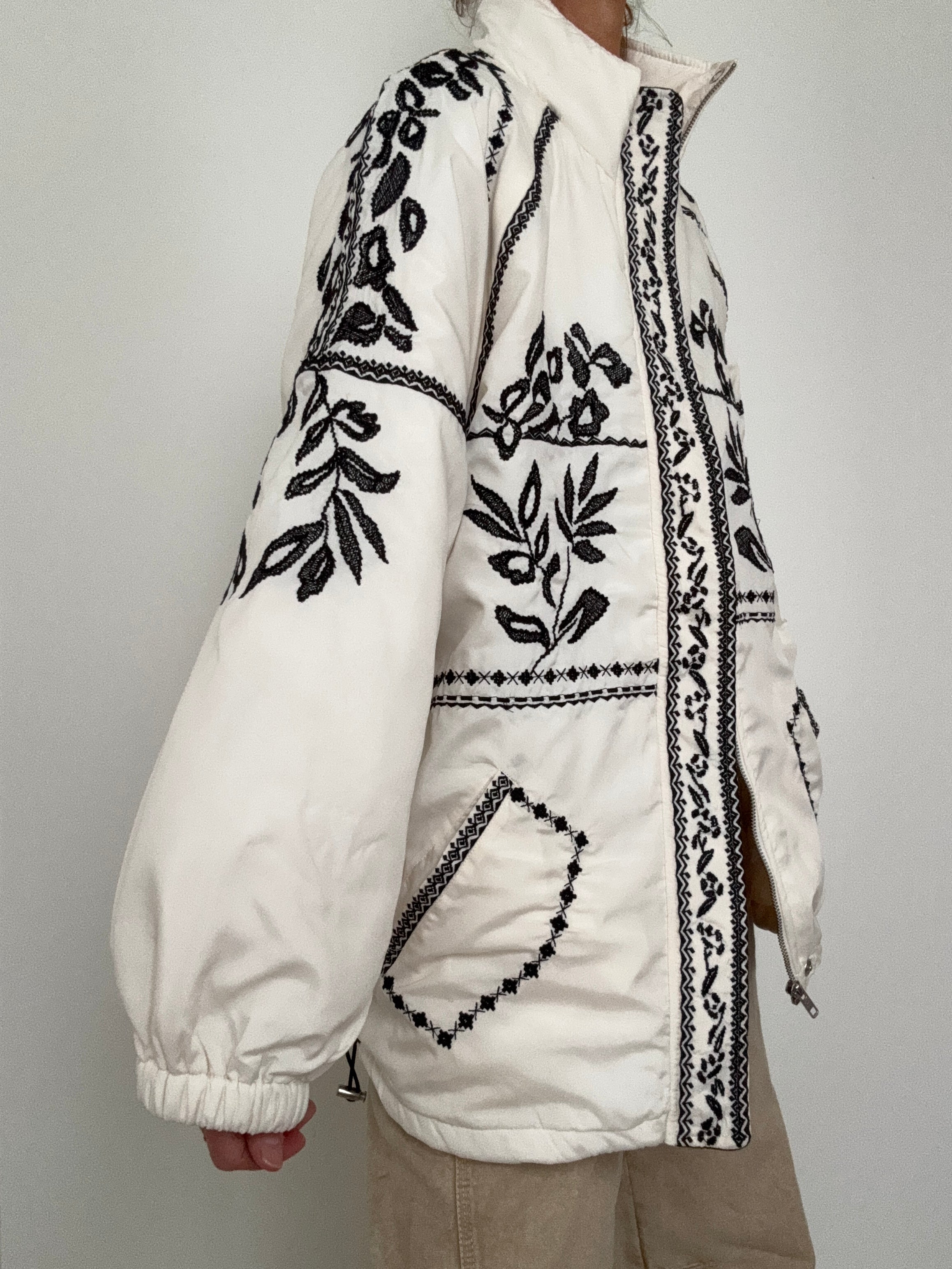 Anthropologie Jackets Embroidered Puffer Coat