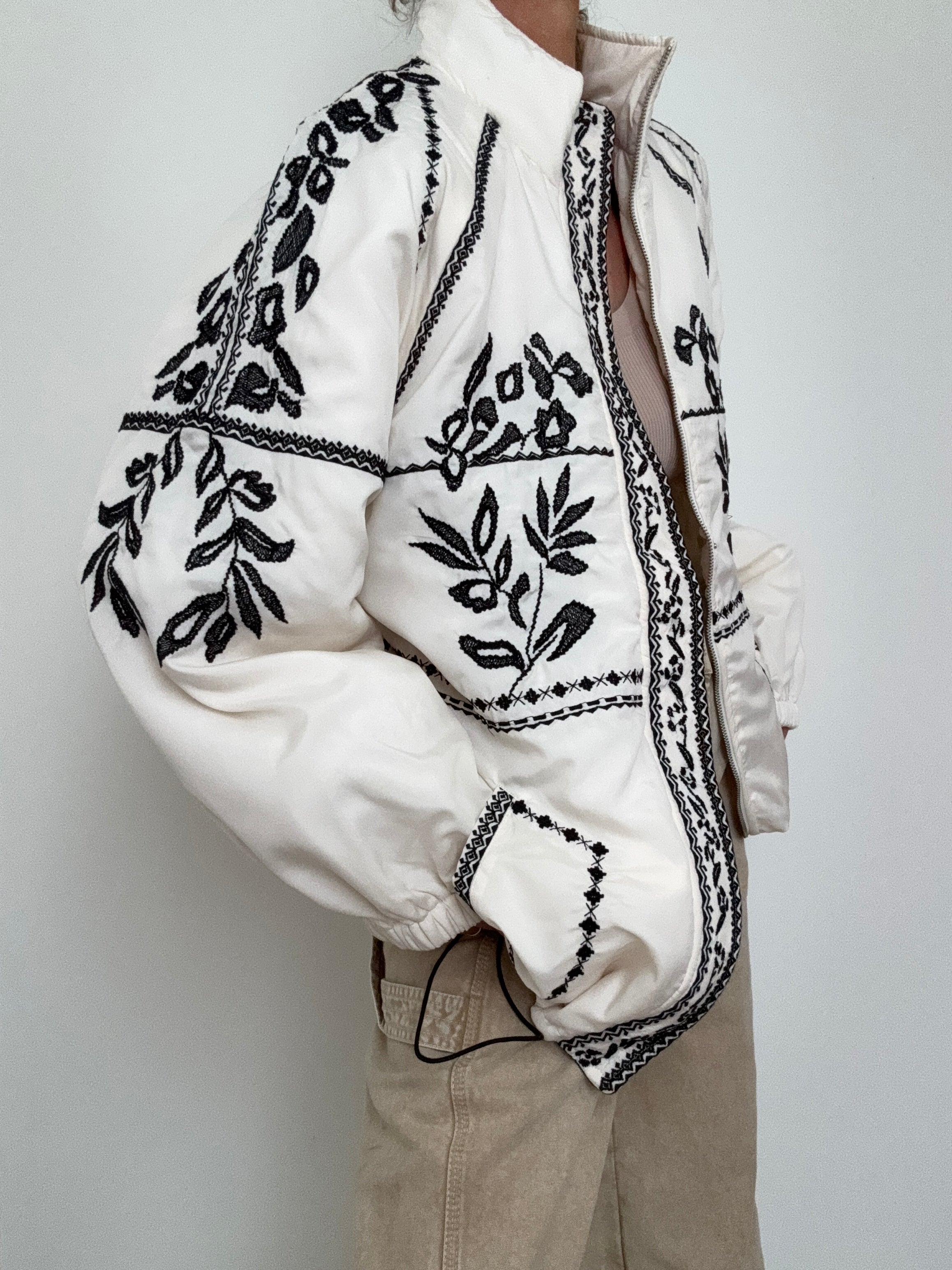 Anthropologie Jackets Embroidered Puffer Coat