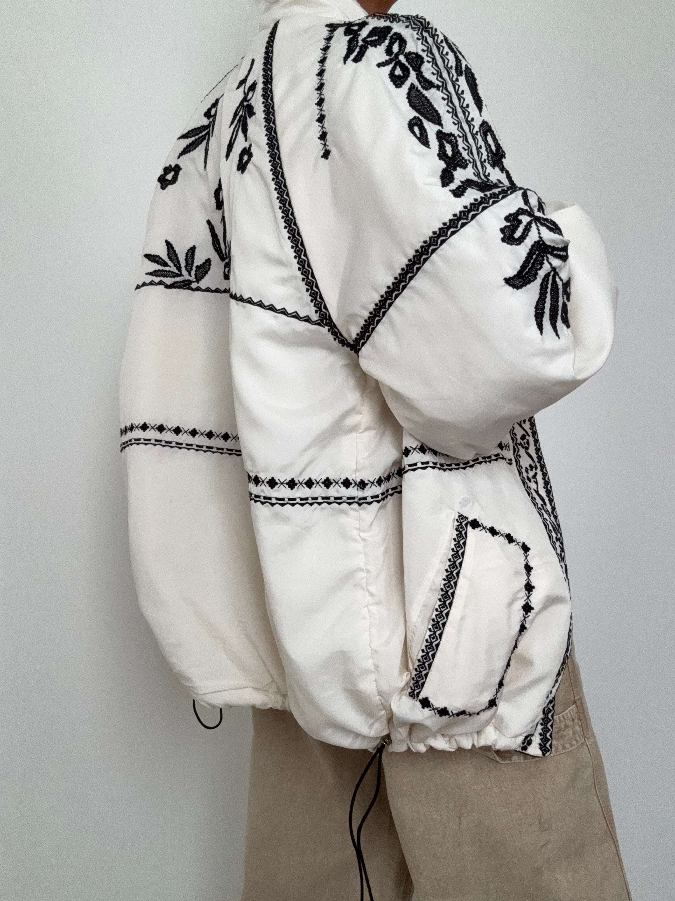 Anthropologie Jackets Embroidered Puffer Coat