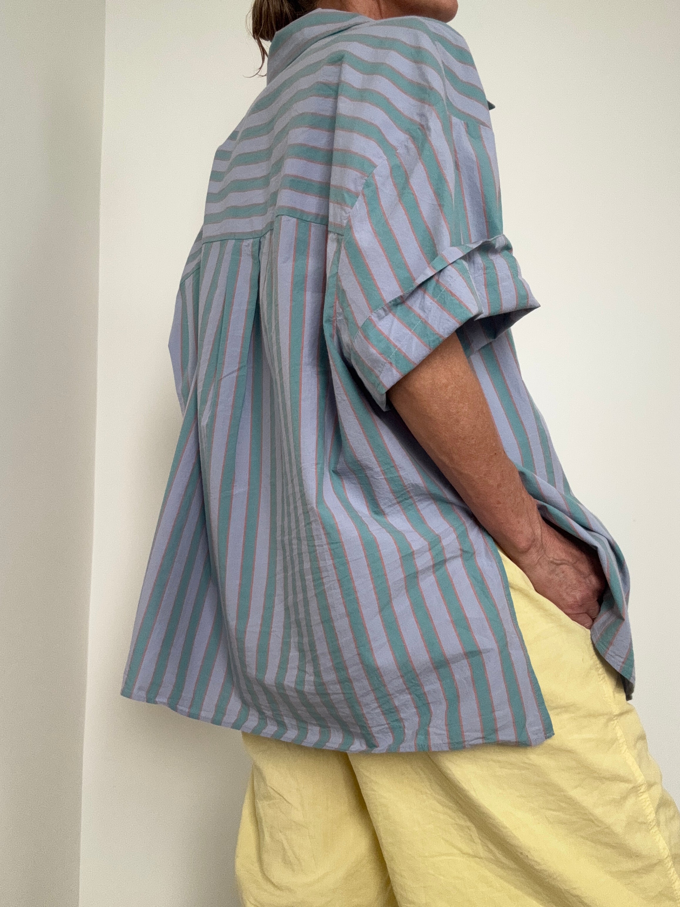 Lilac & Green Stripe Shirt | Tops