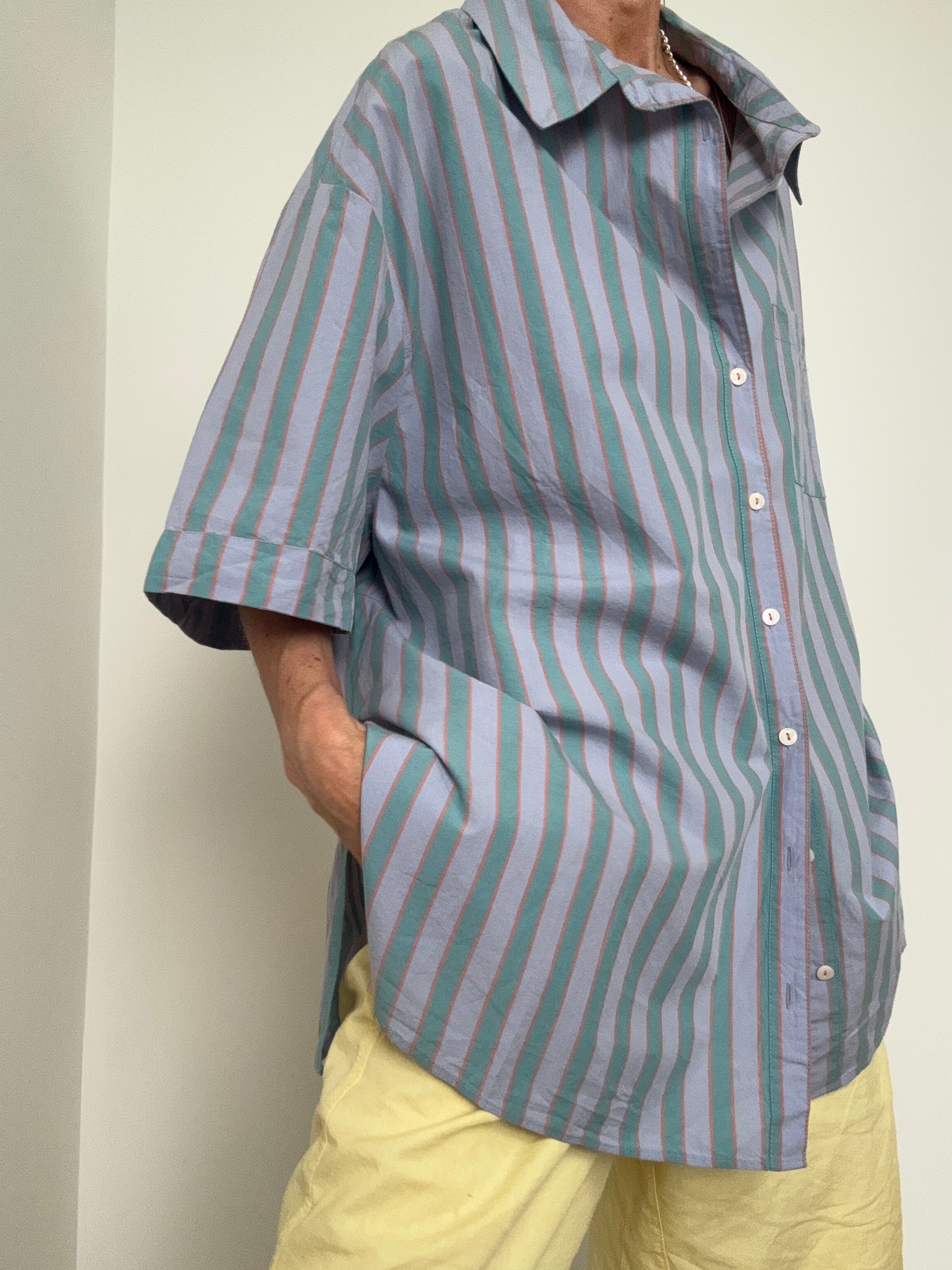 Lilac & Green Stripe Shirt | Tops