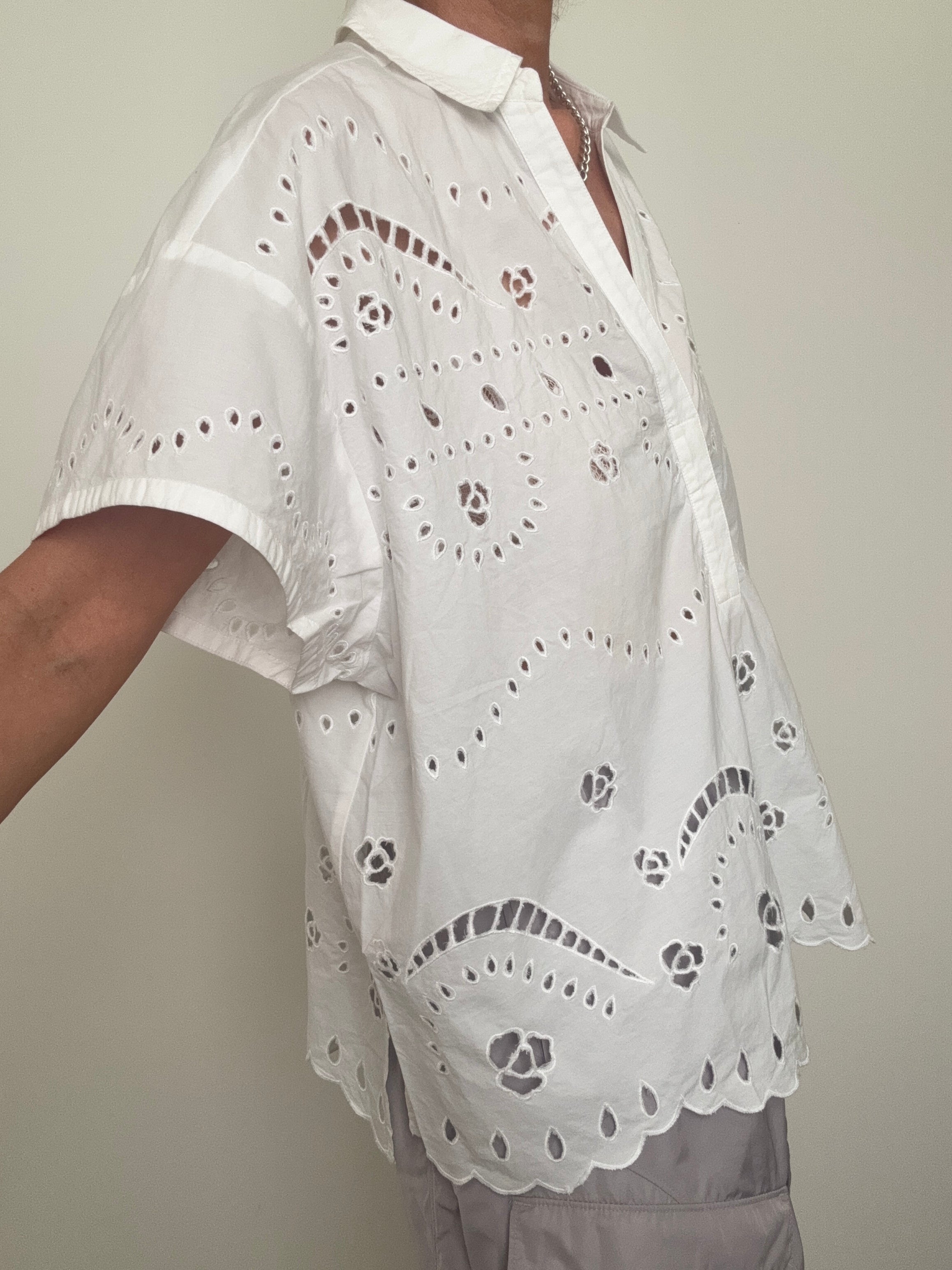 Short Sleeve Broderie Anglaise Shirt | Tops