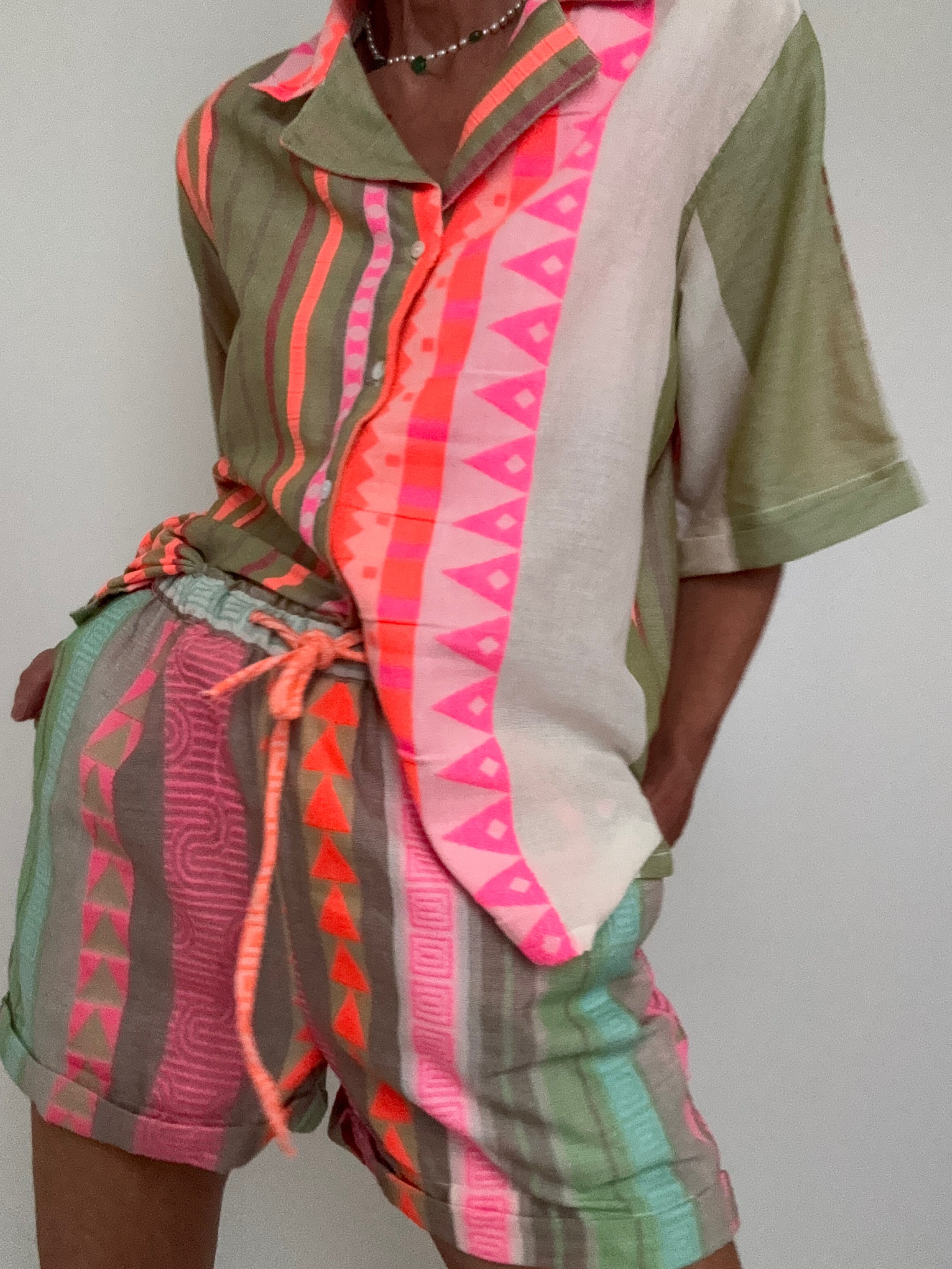 Shorts & Shirt Set Fluro & Green | Tops