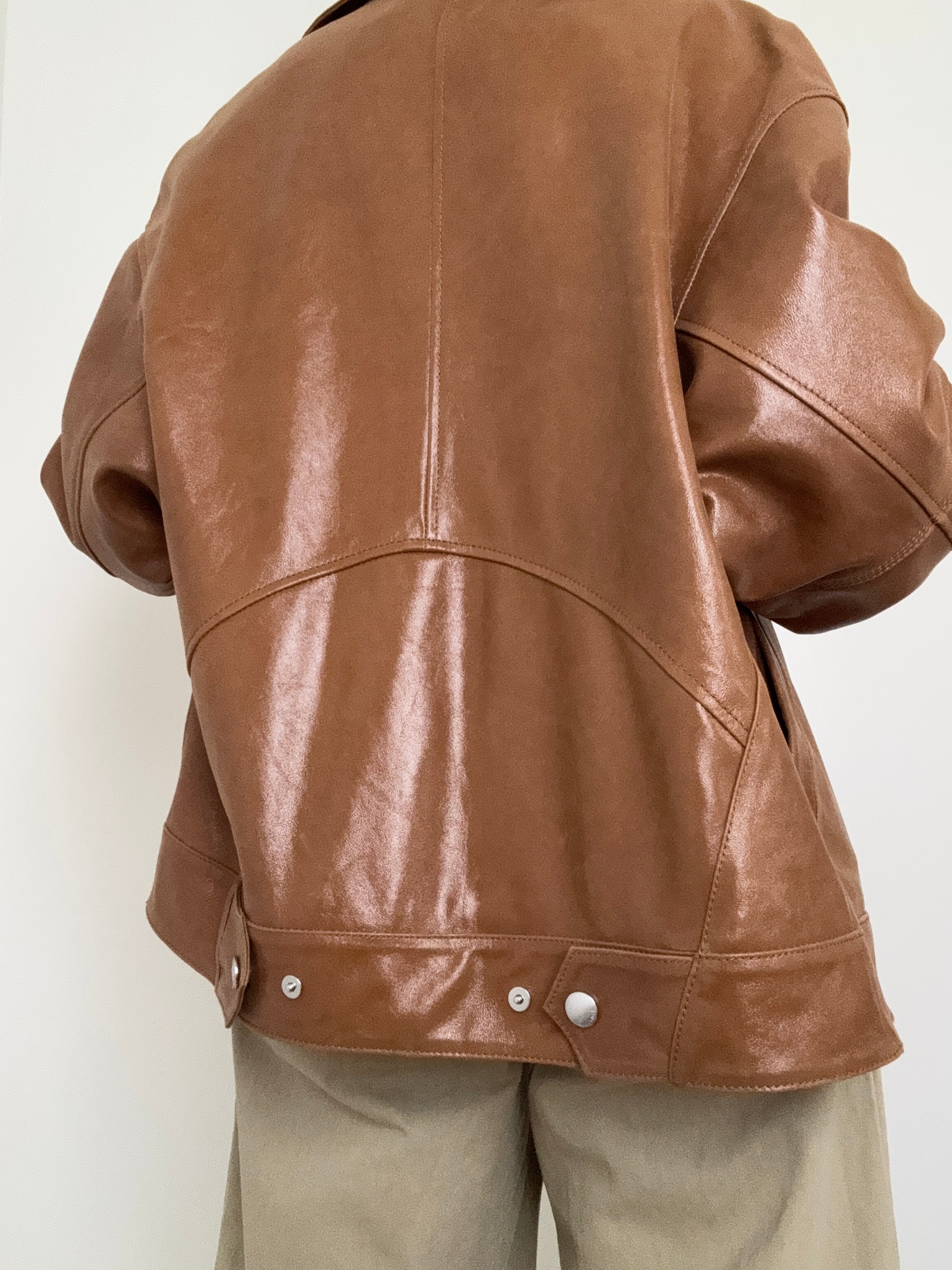 Bimba Y Lola Jackets Cross Front Leather Jacket Caramel