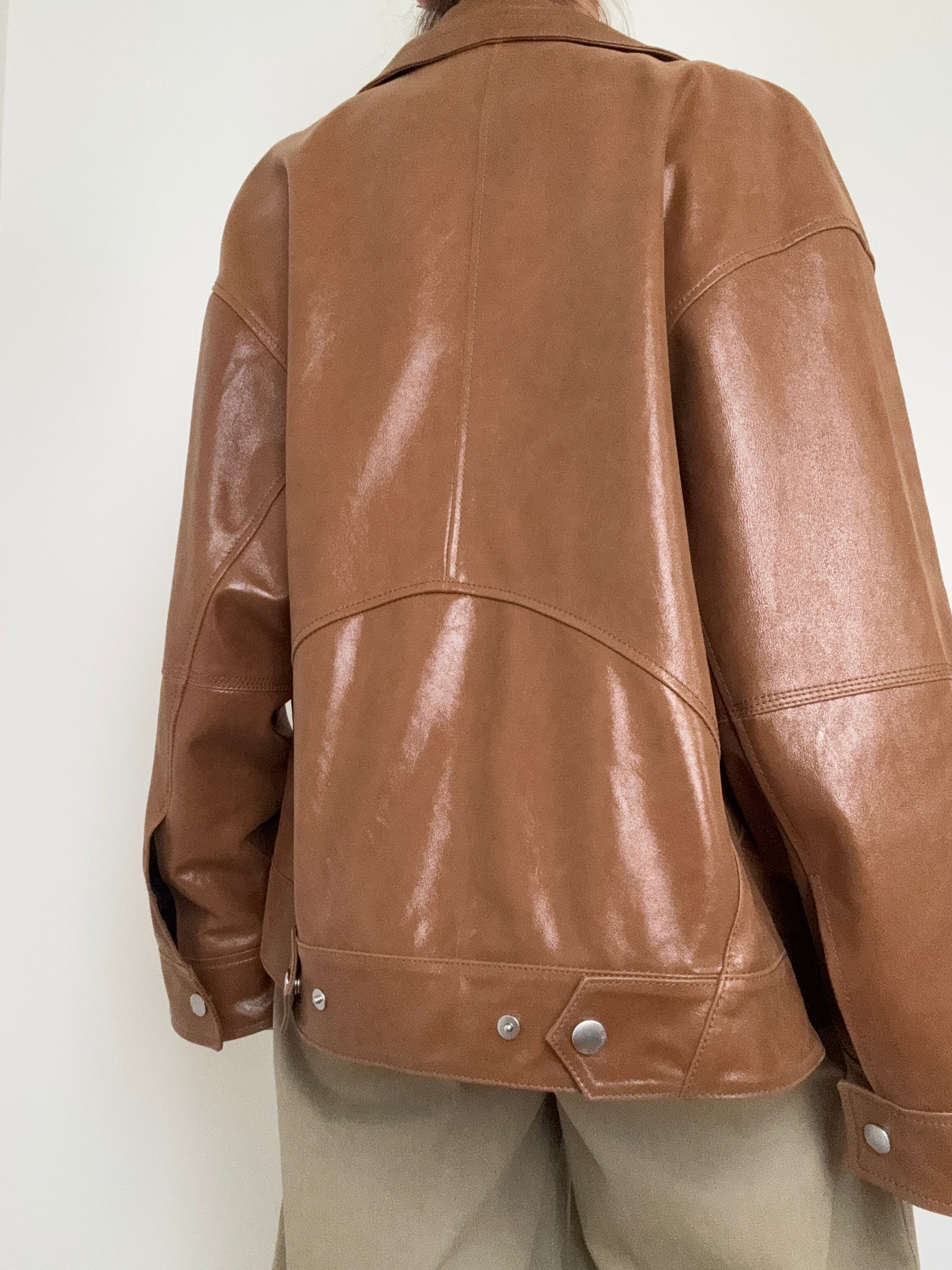 Bimba Y Lola Jackets Cross Front Leather Jacket Caramel