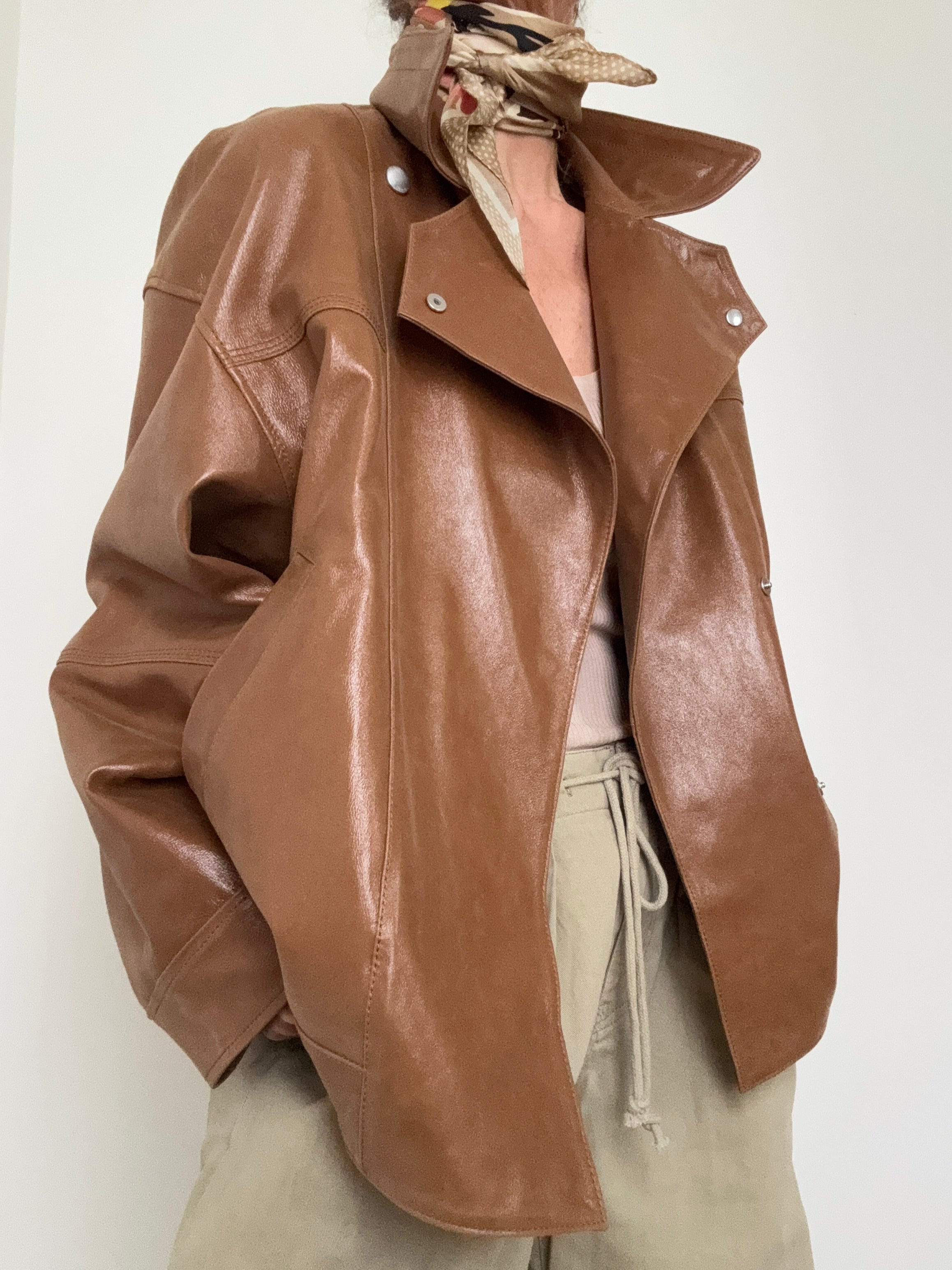 Bimba Y Lola Jackets Cross Front Leather Jacket Caramel