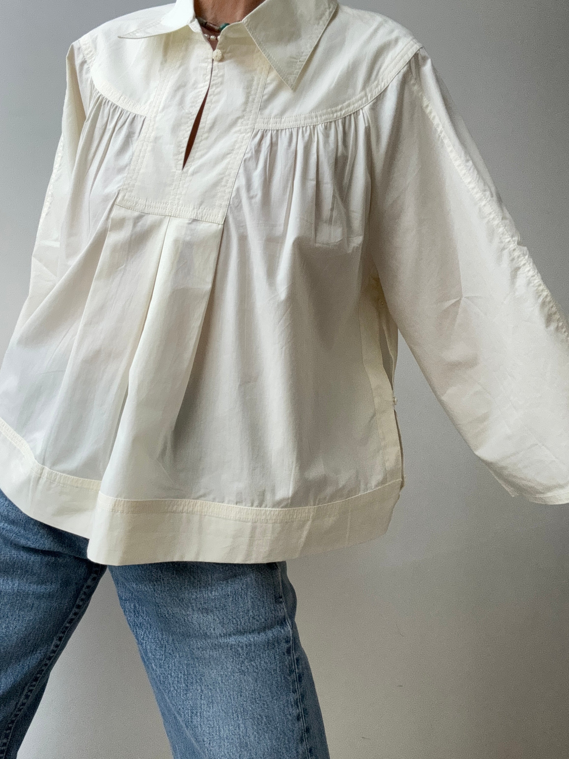 COEME Tops Organic Crisp Poplin Top Breeze