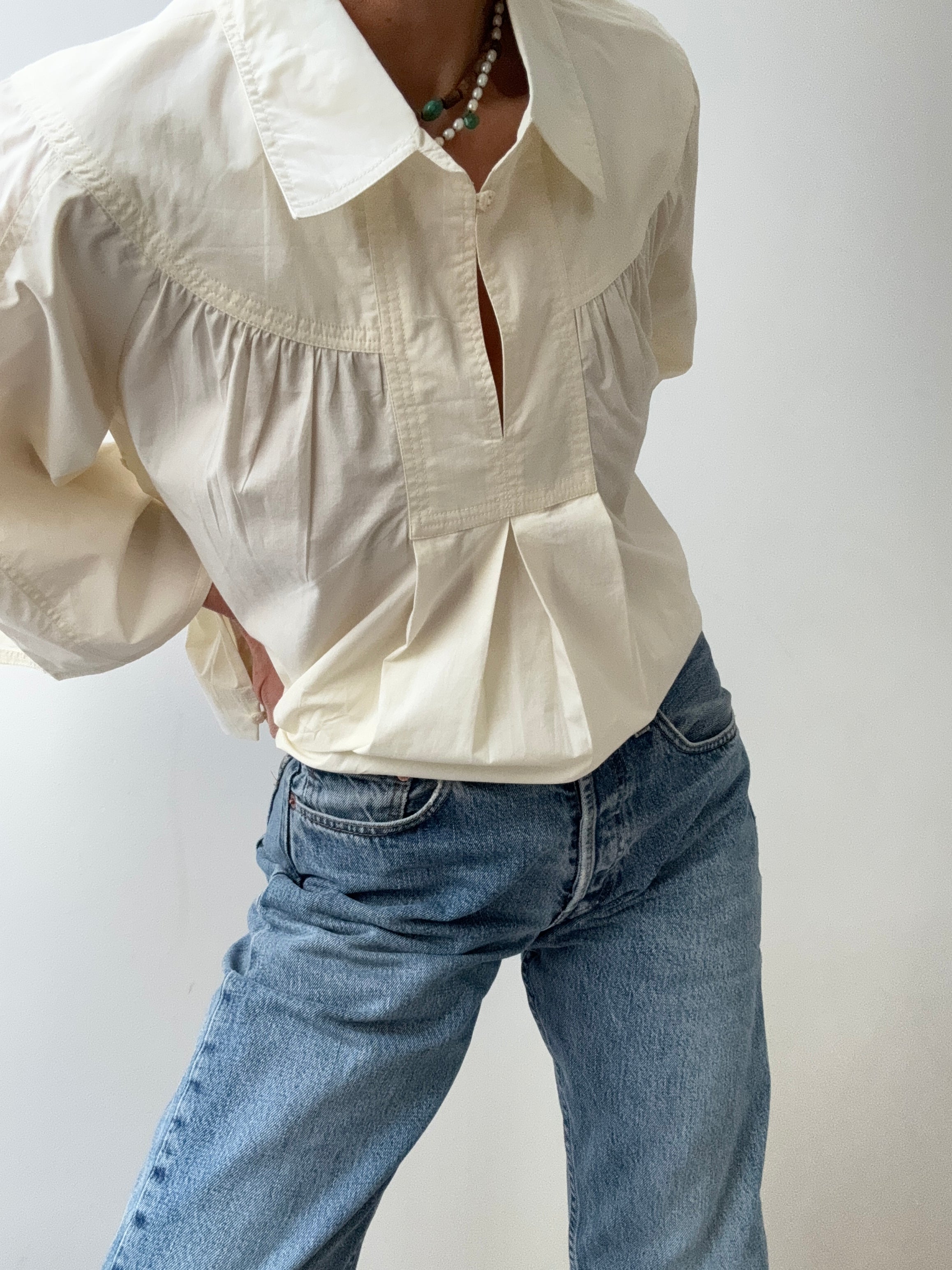 COEME Tops Organic Crisp Poplin Top Breeze