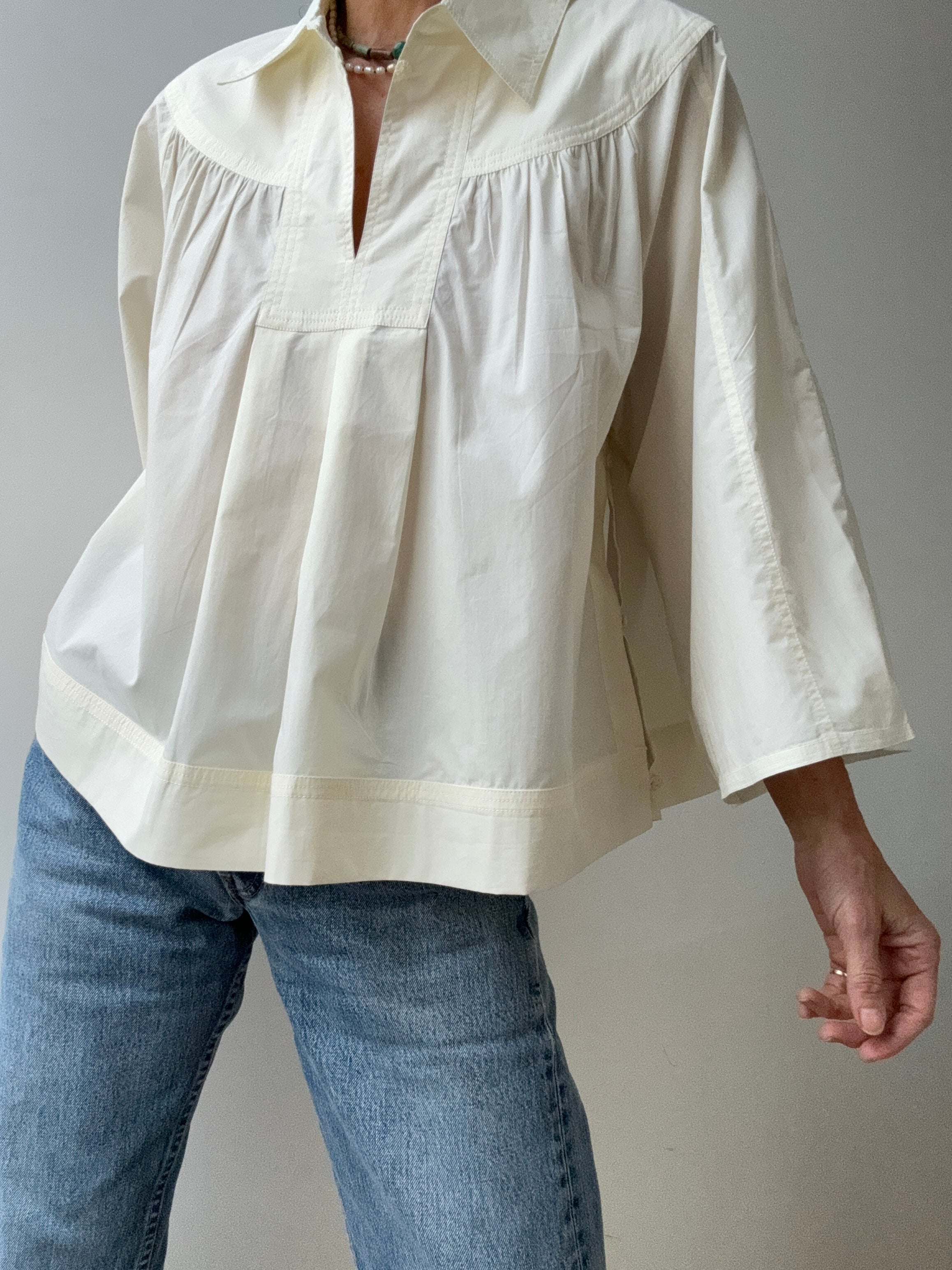 COEME Tops Organic Crisp Poplin Top Breeze