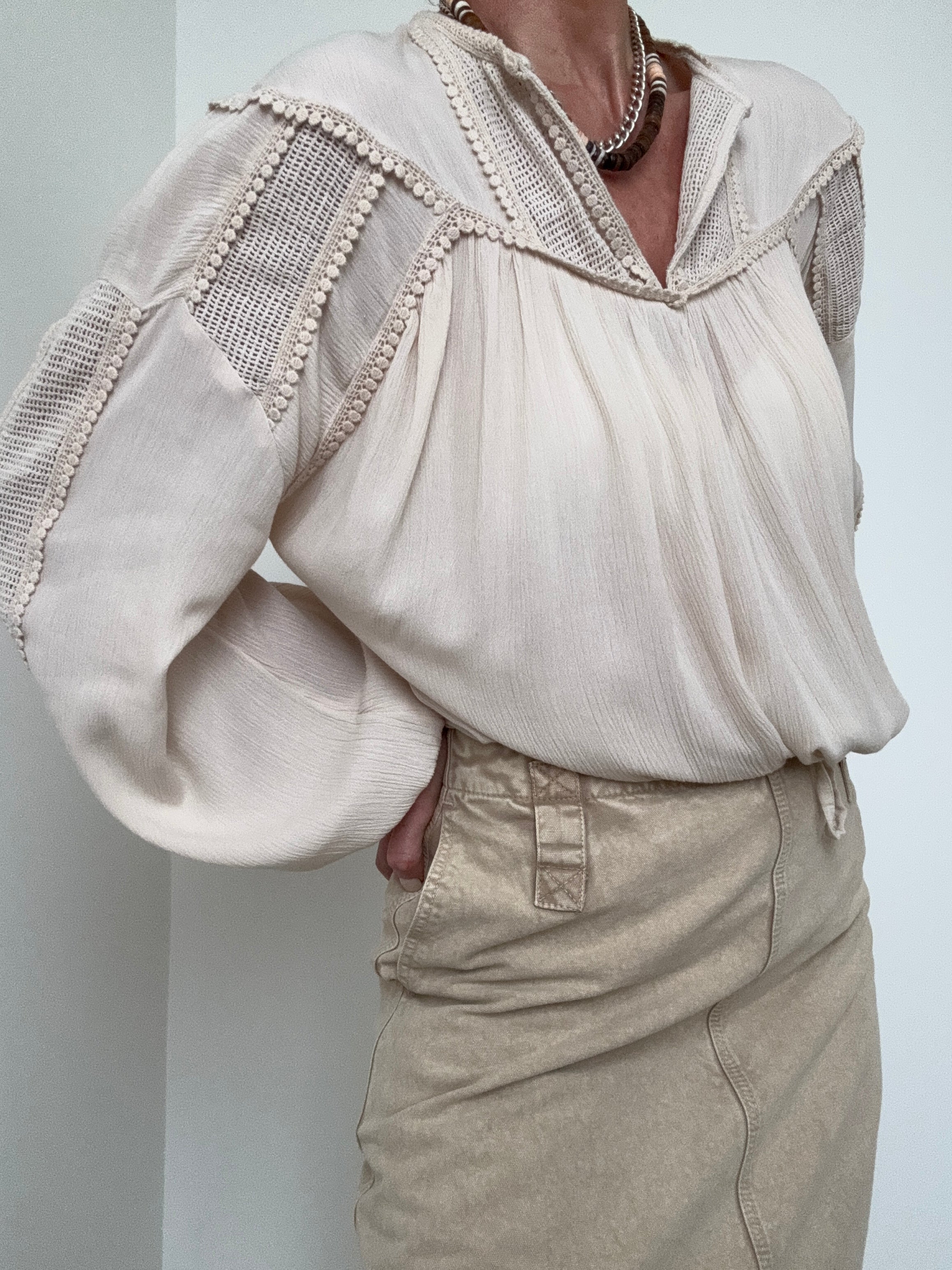 Mesh Gathered Top | Tops