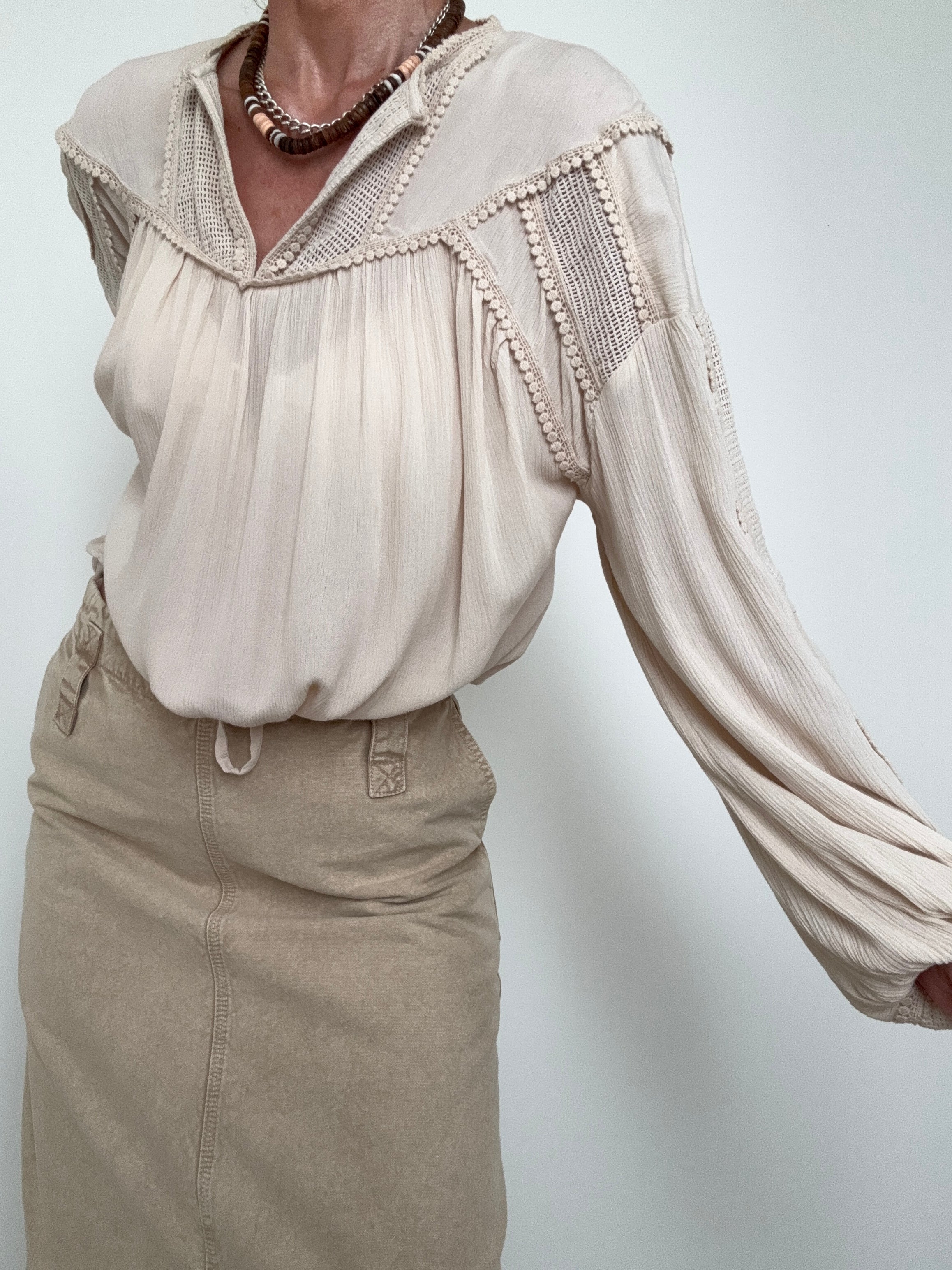 Mesh Gathered Top | Tops