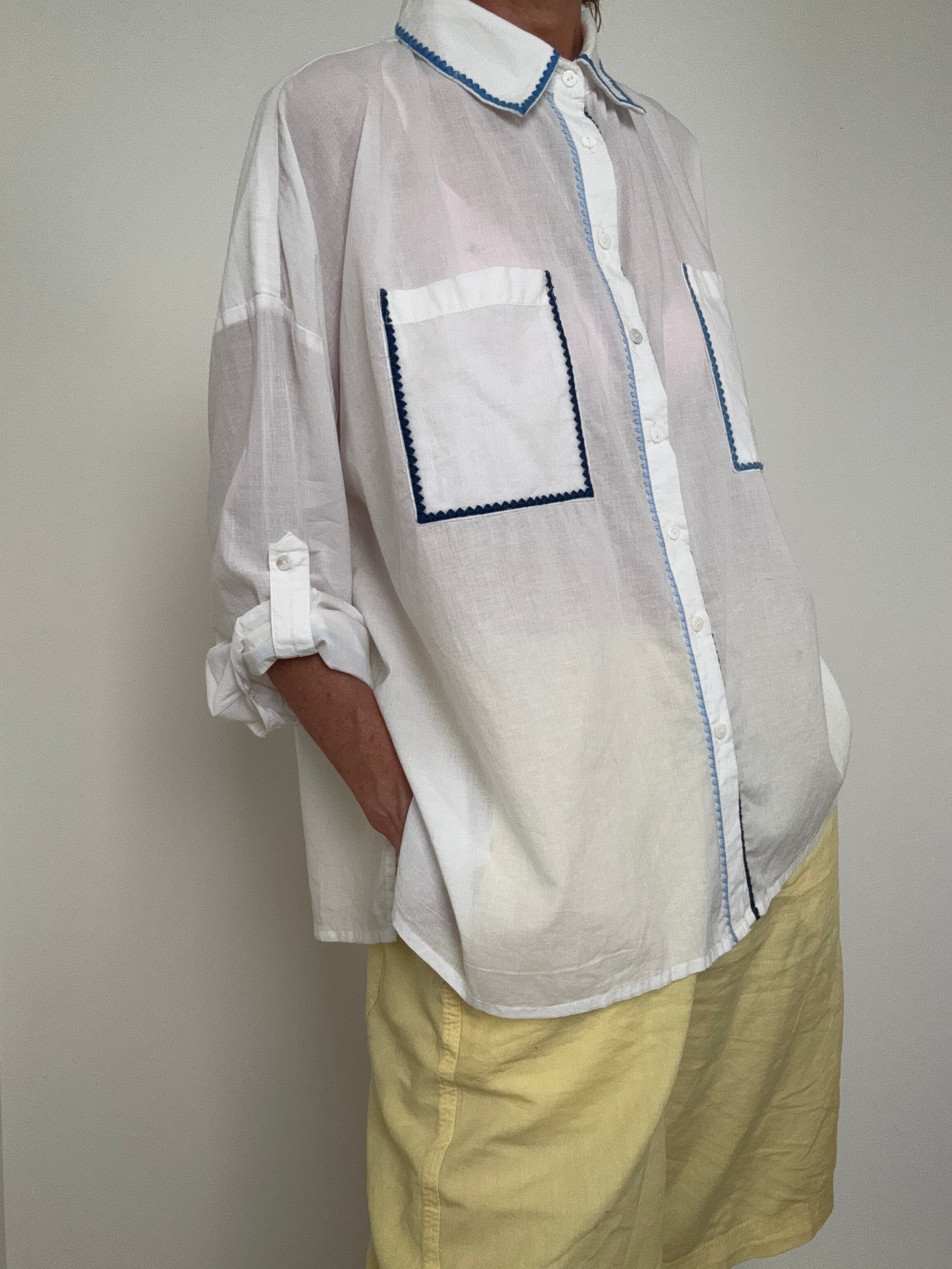 Diana Gallesi Blue Trim Shirt