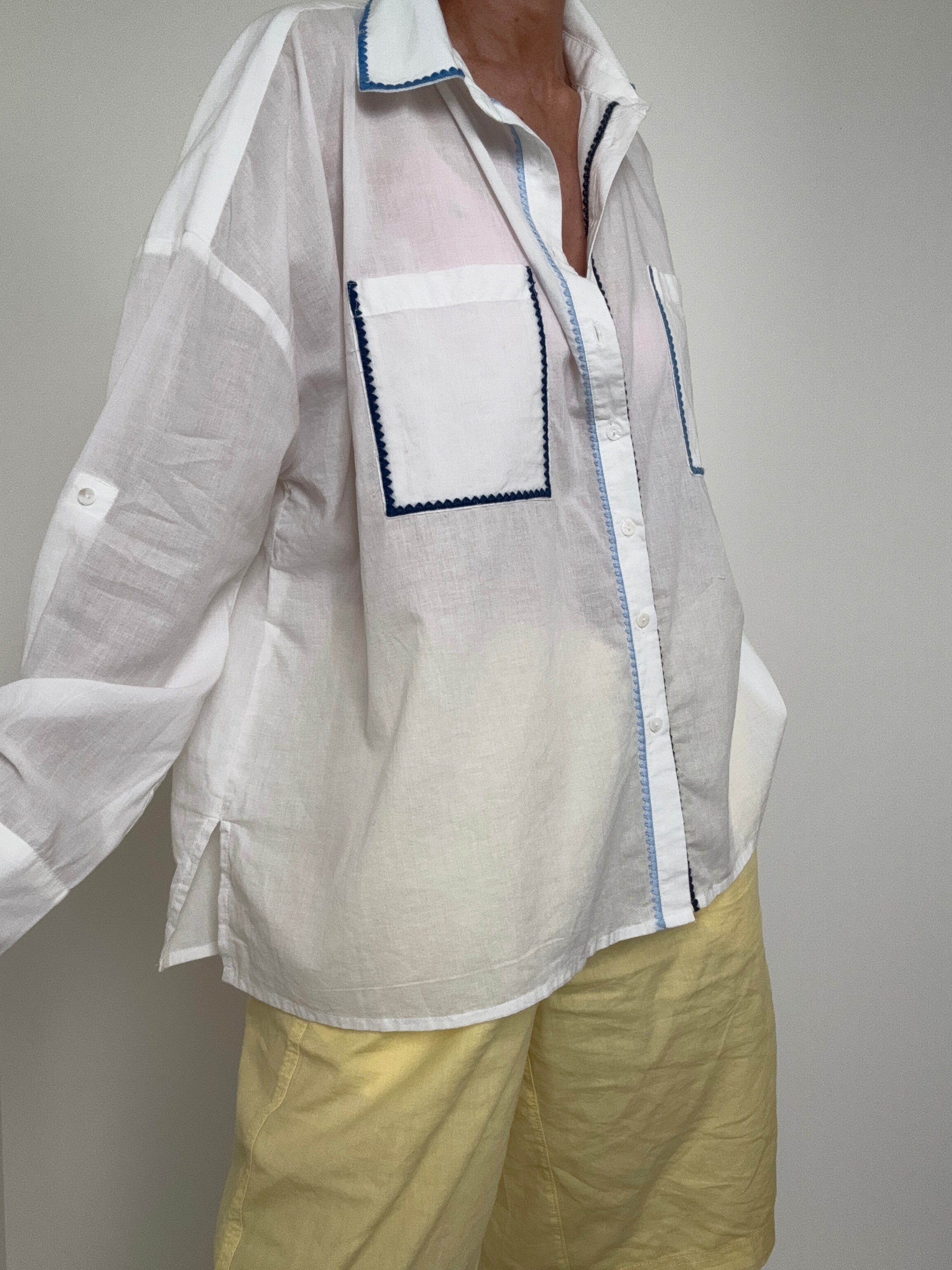 Diana Gallesi Blue Trim Shirt