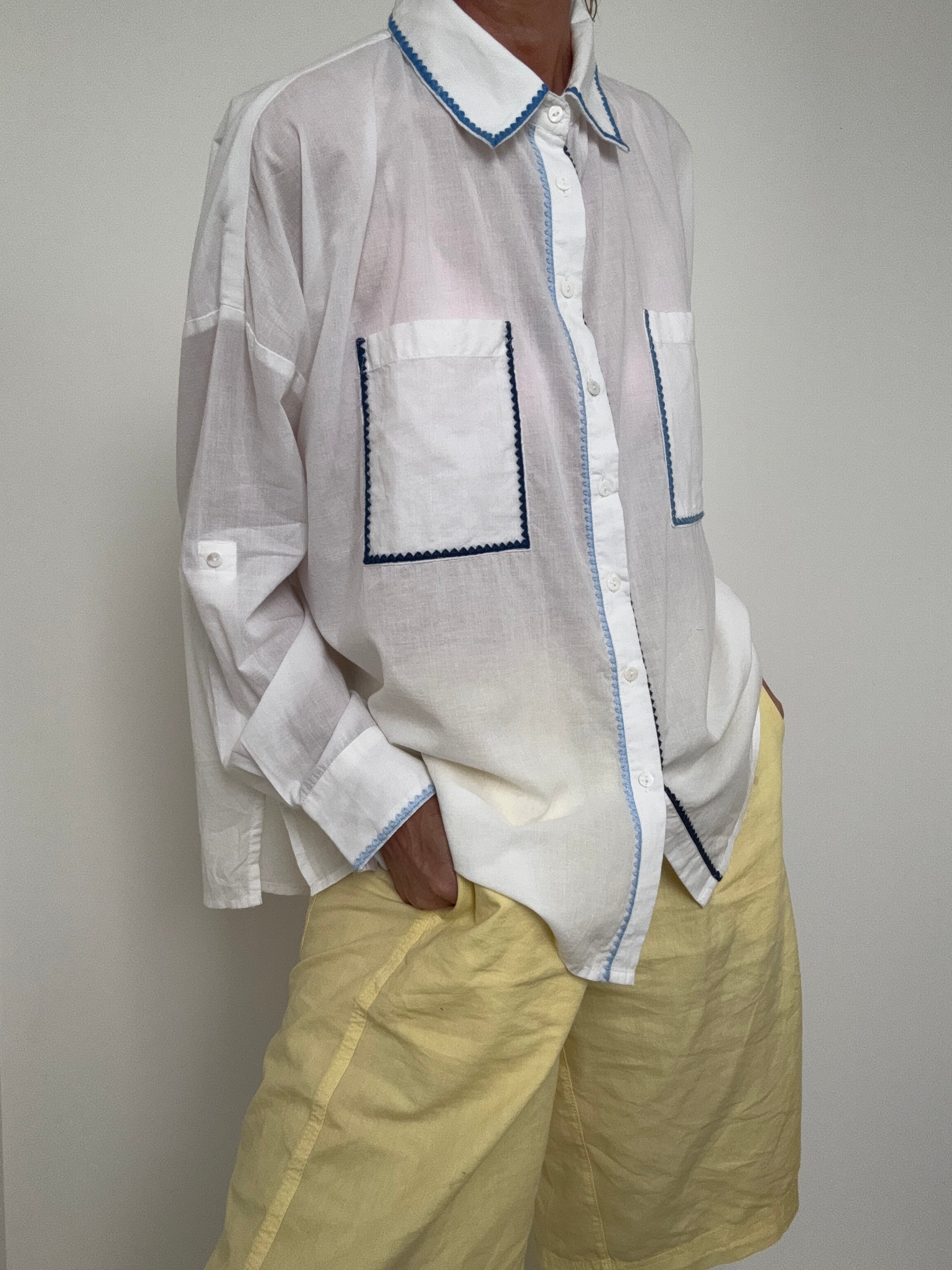 Diana Gallesi Blue Trim Shirt