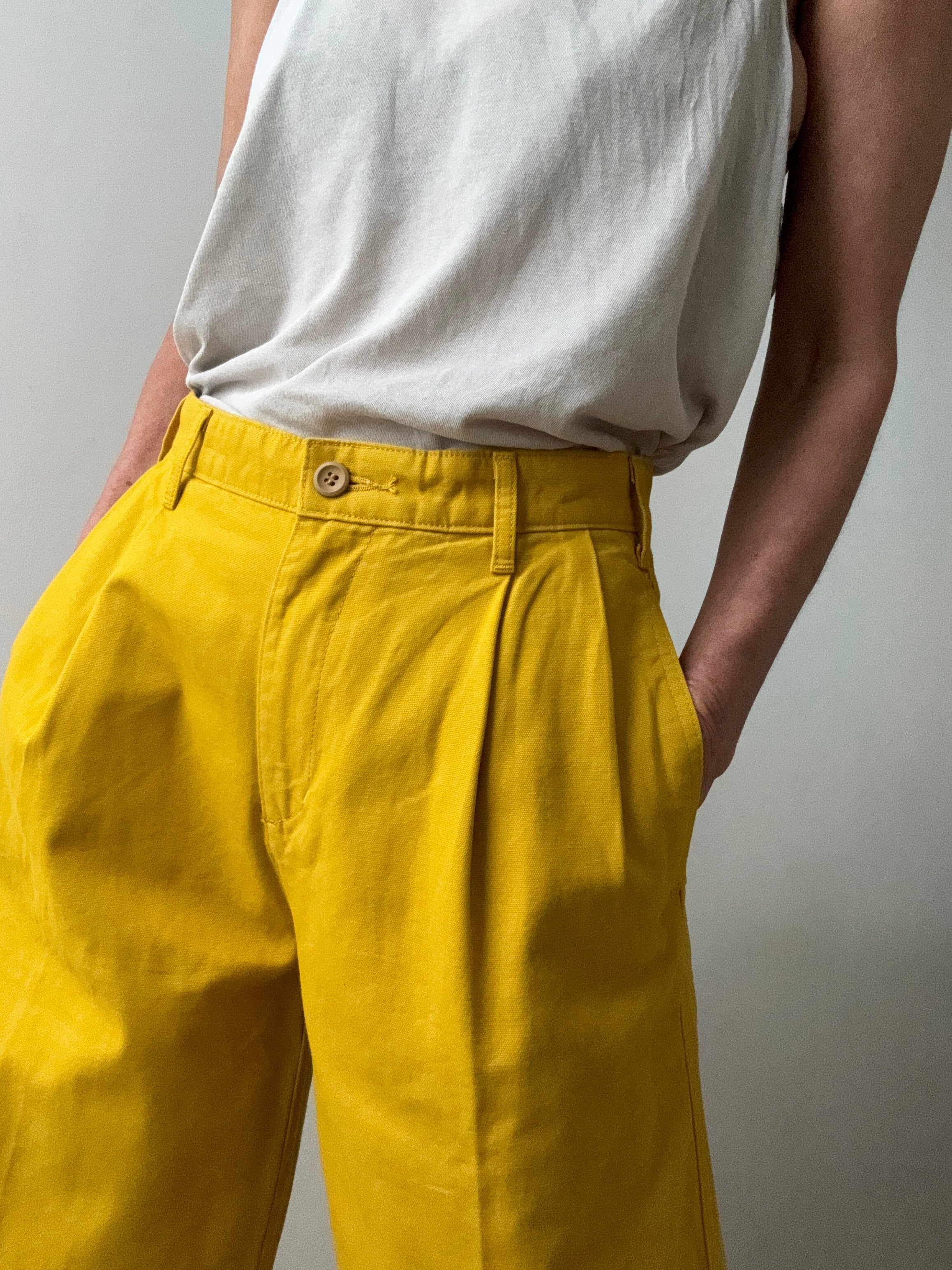 Dockers Pants Dockers High Pleated Wide-Leg Trousers Yellow