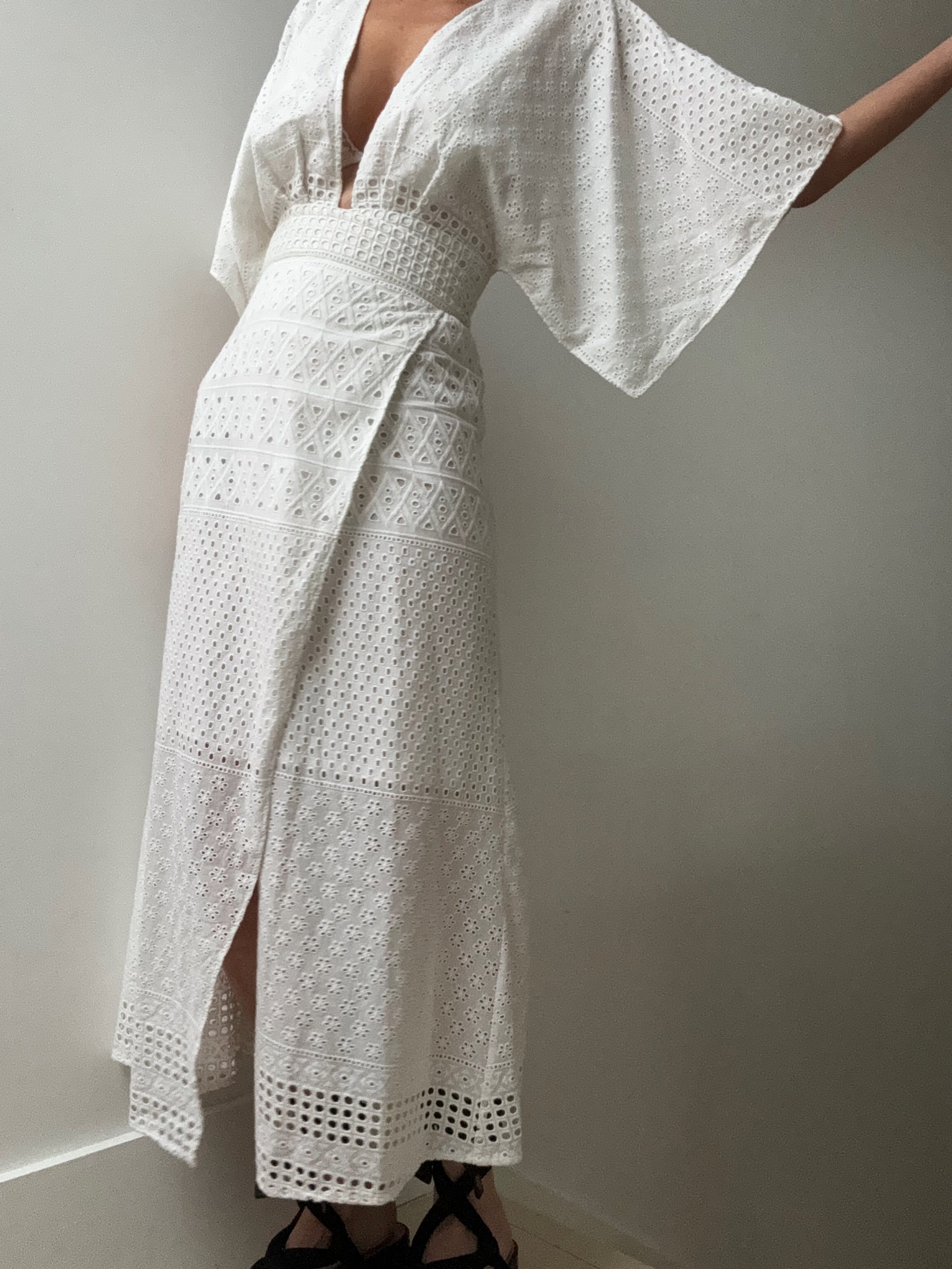 Evarae Dresses Evarae Modica Wrap Dress White Eyelet