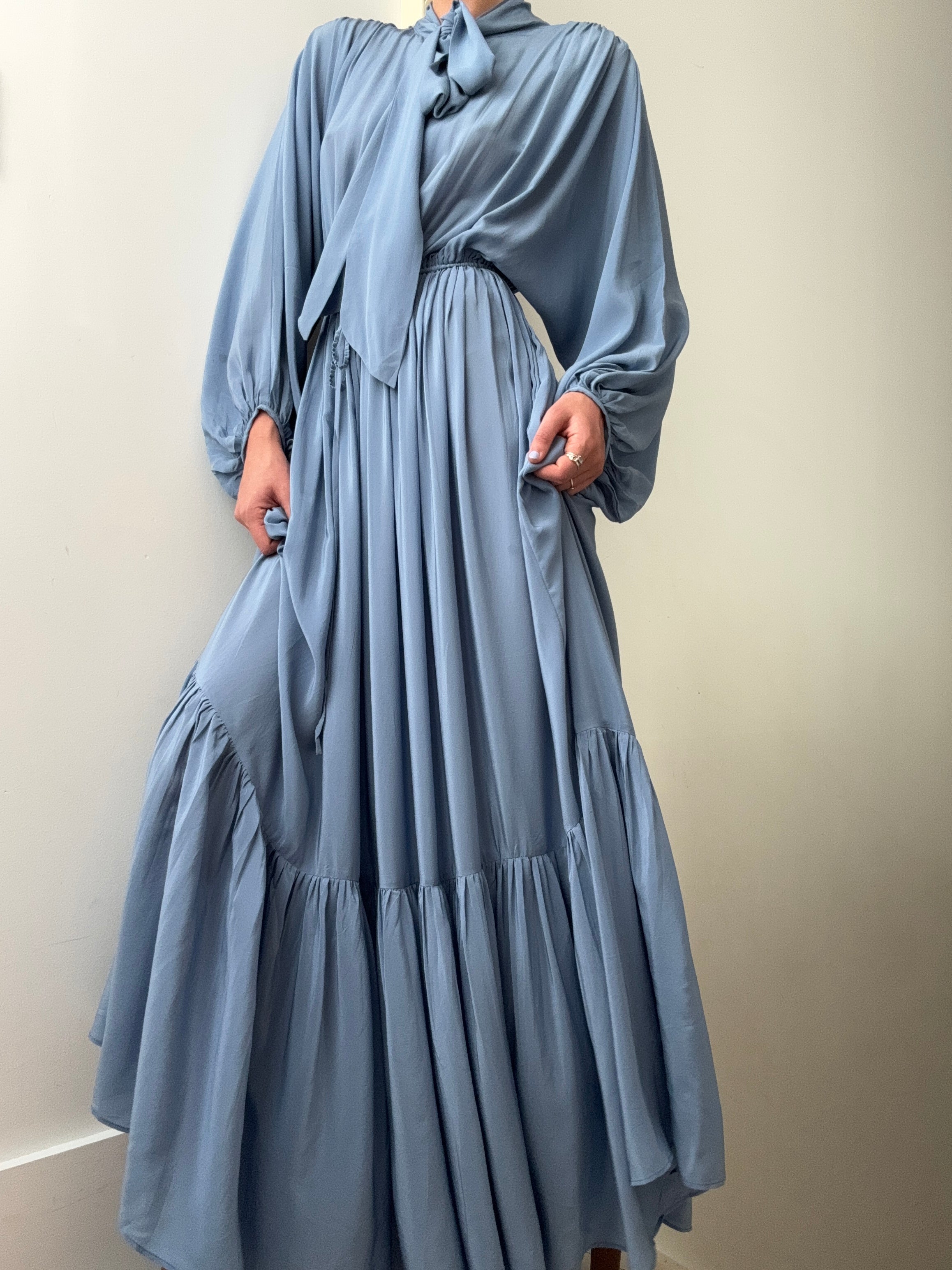 Evarae Dresses Evarae Tie Maxi Dress Blue