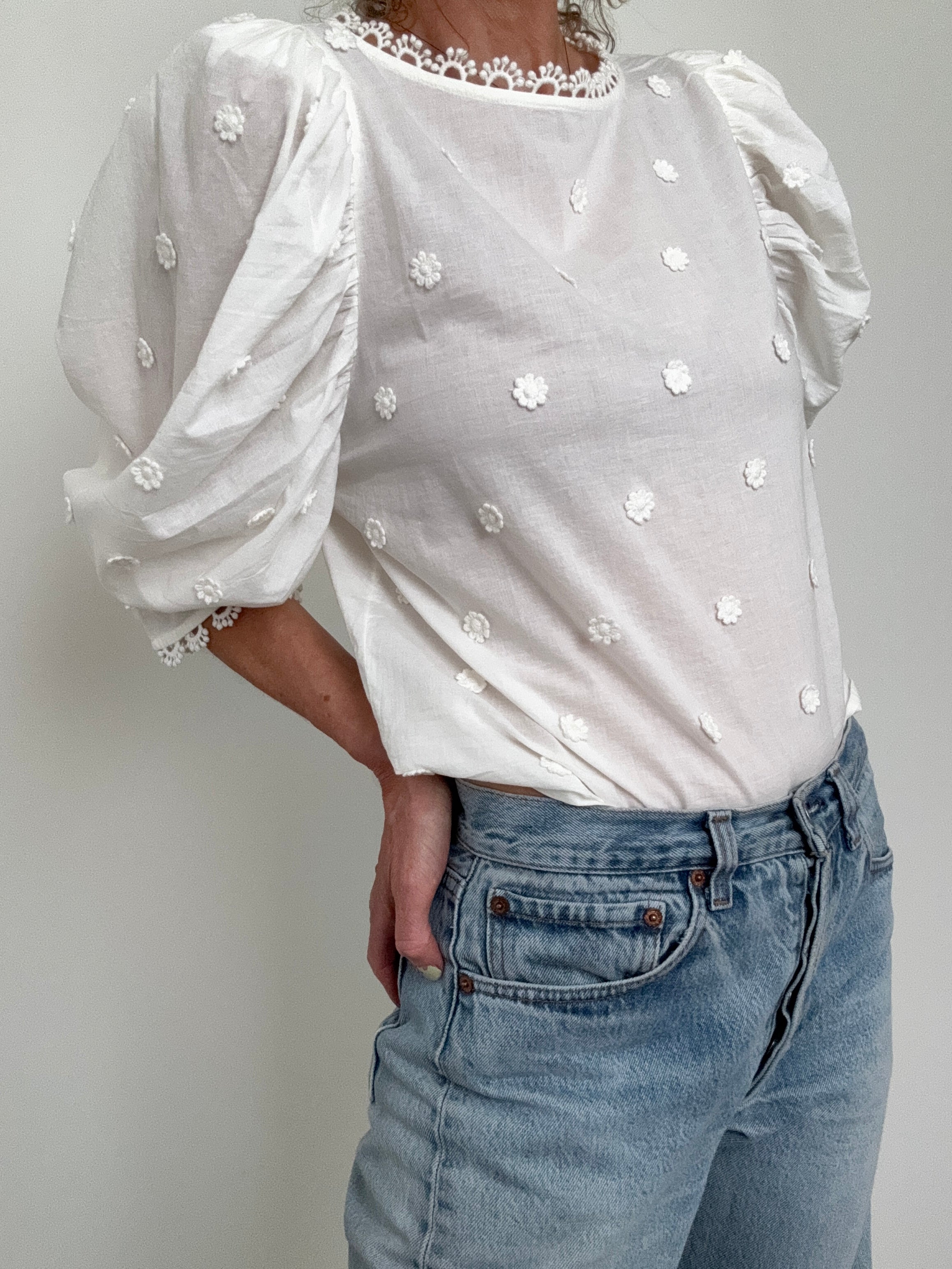 Farm Rio Blouses Farm Rio Ricamino Blouse White