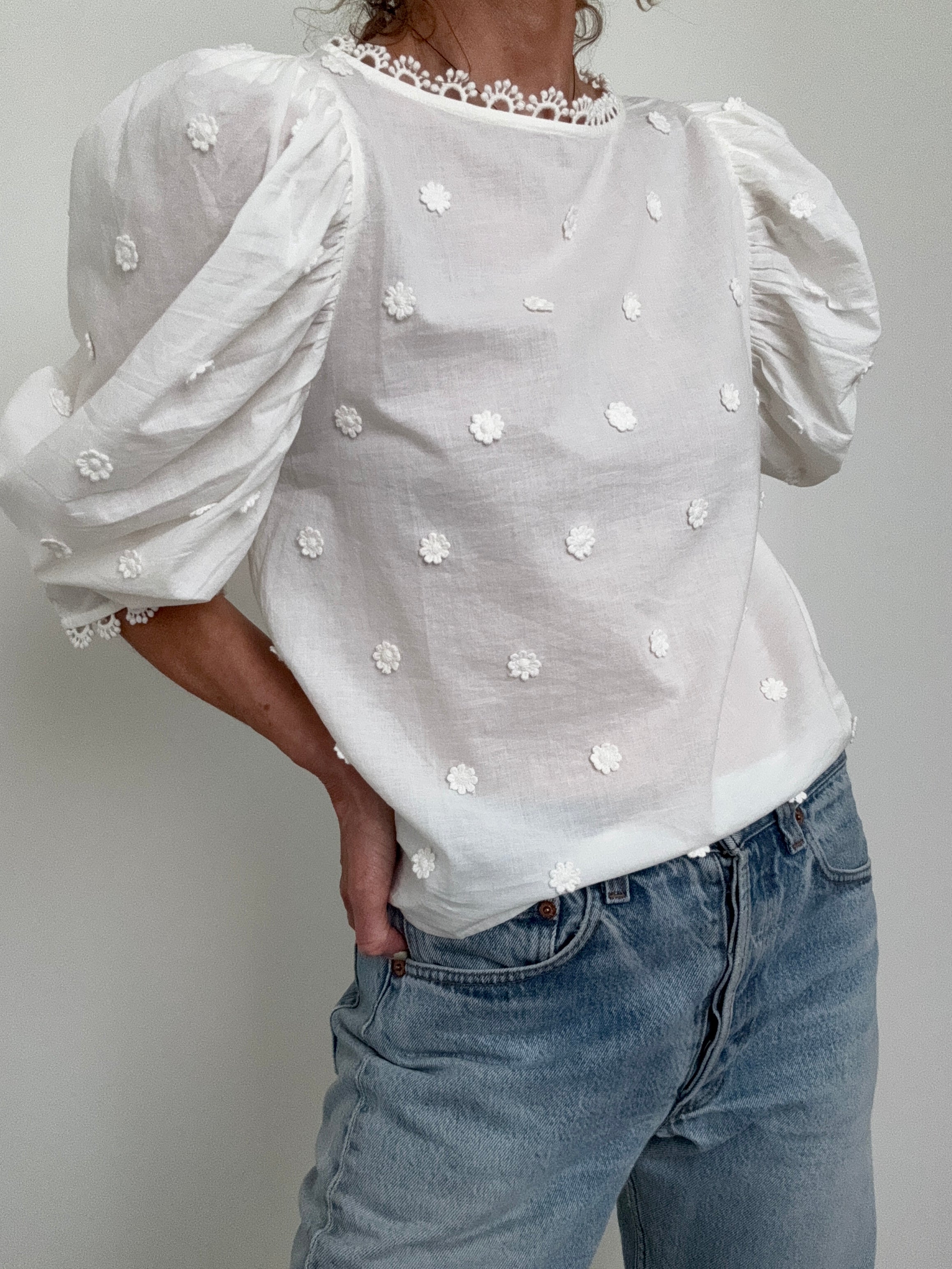 Farm Rio Blouses Farm Rio Ricamino Blouse White