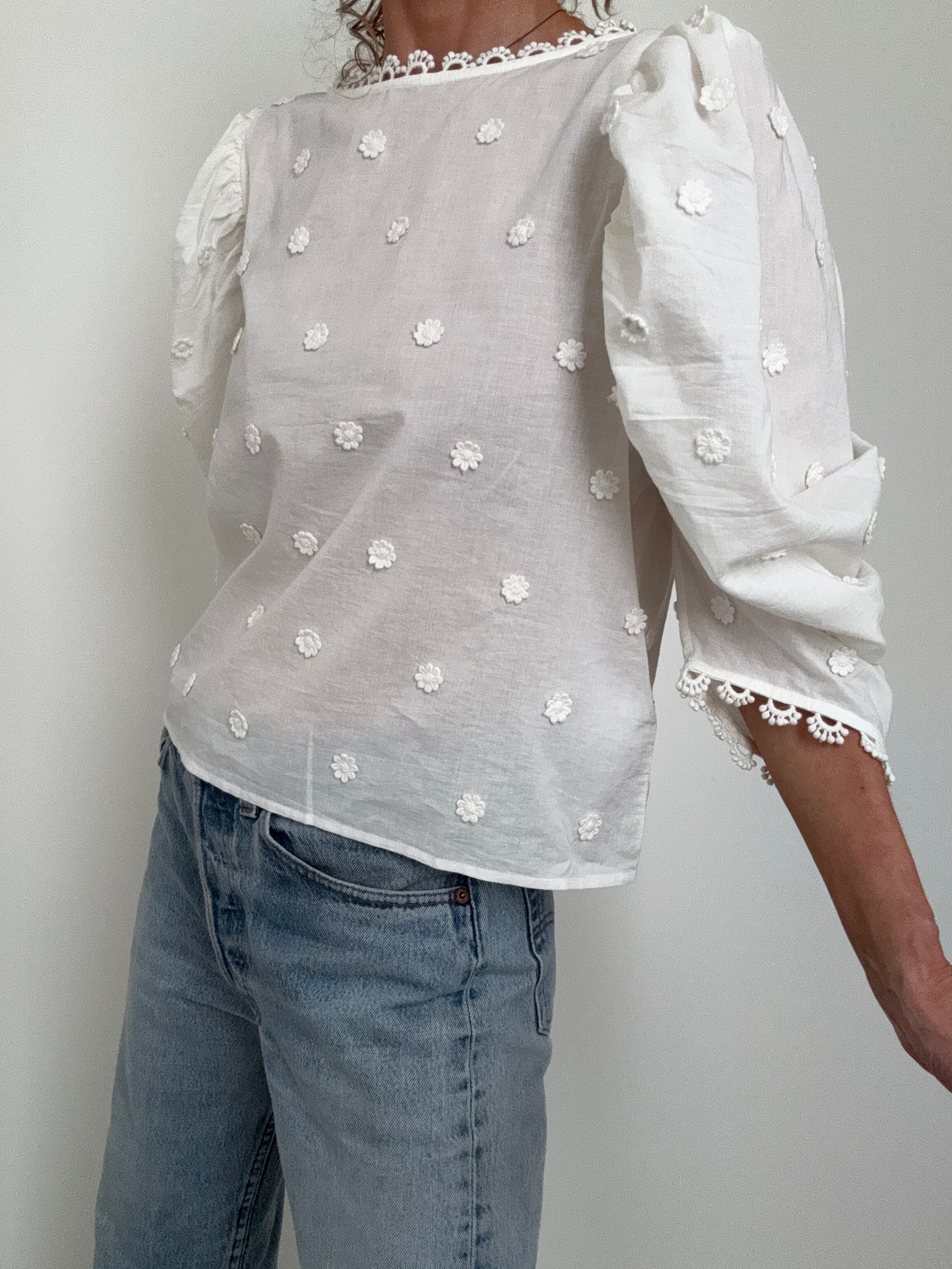 Farm Rio Blouses Farm Rio Ricamino Blouse White