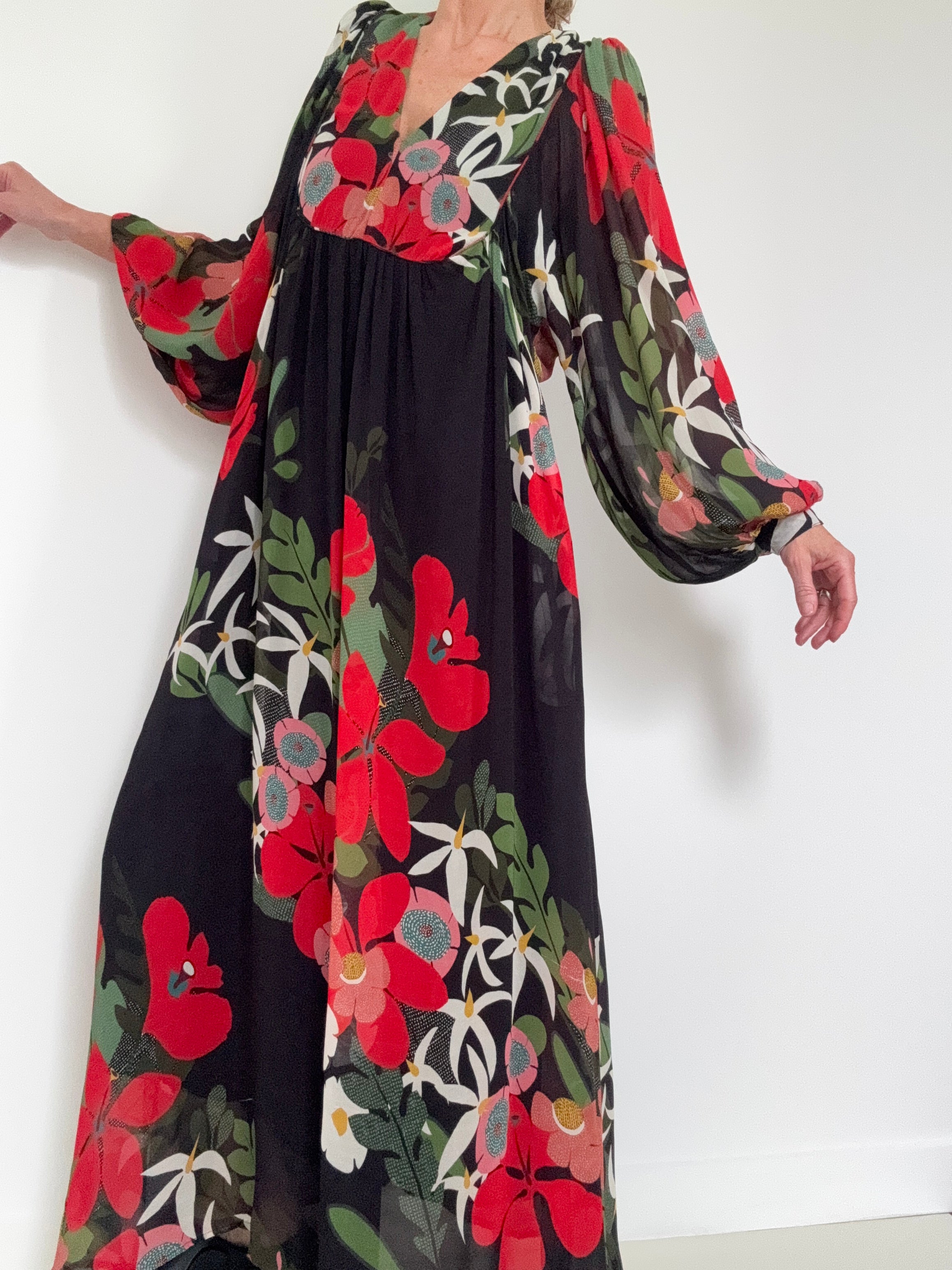 Farm Rio Dresses Anthropologie Floral V Neck Maxi Dress
