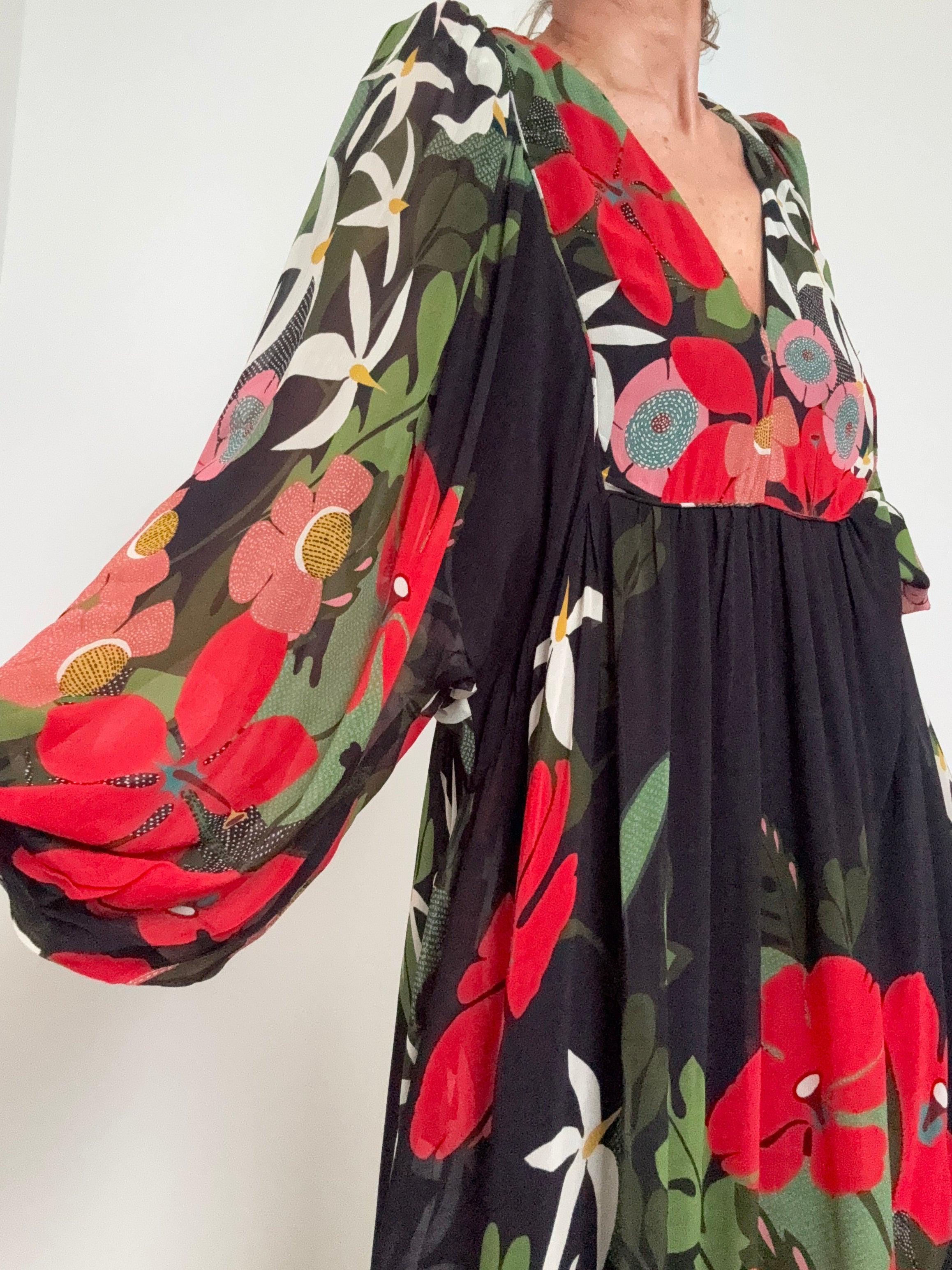 Farm Rio Dresses Anthropologie Floral V Neck Maxi Dress