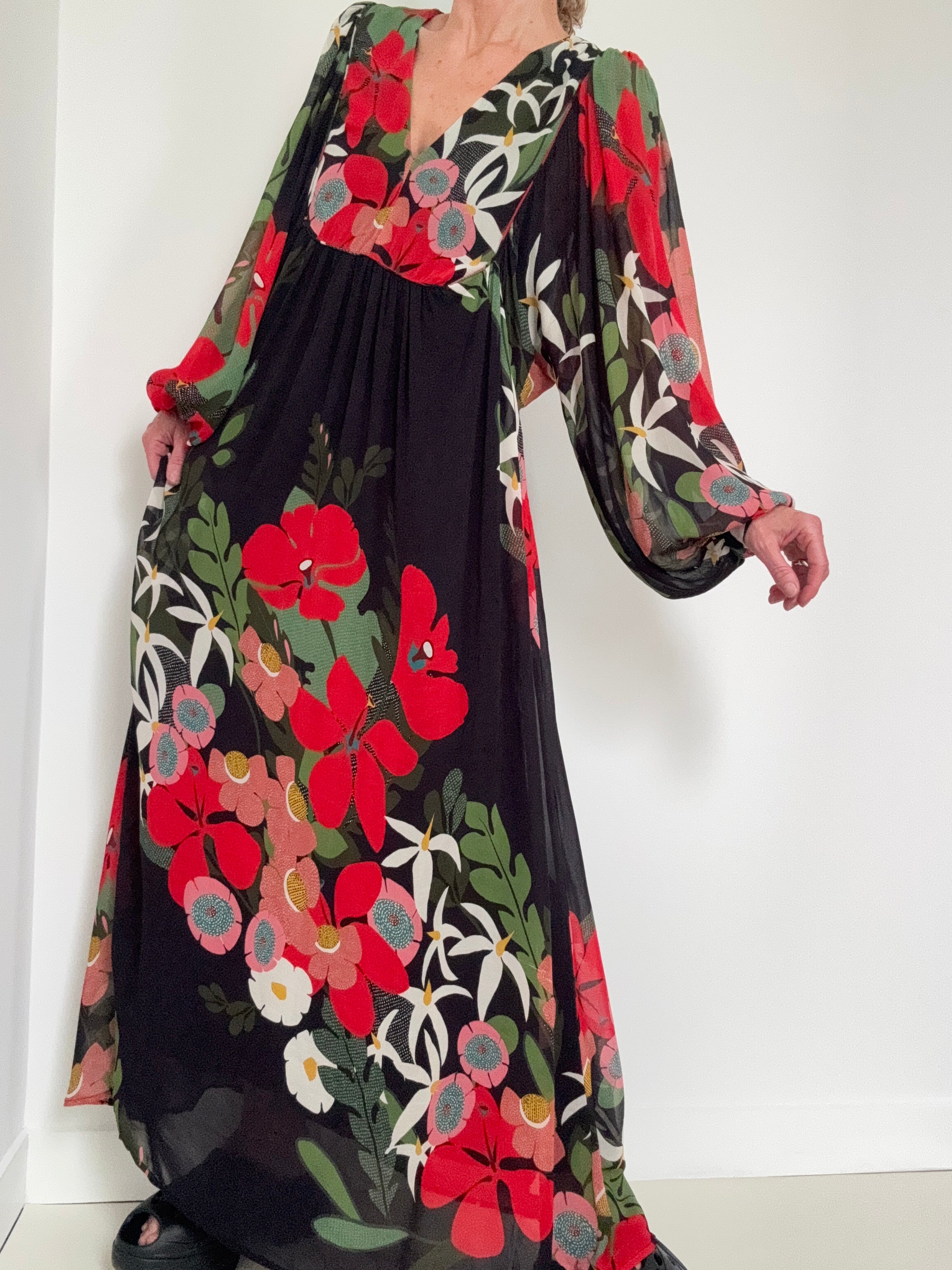 Farm Rio Dresses Anthropologie Floral V Neck Maxi Dress