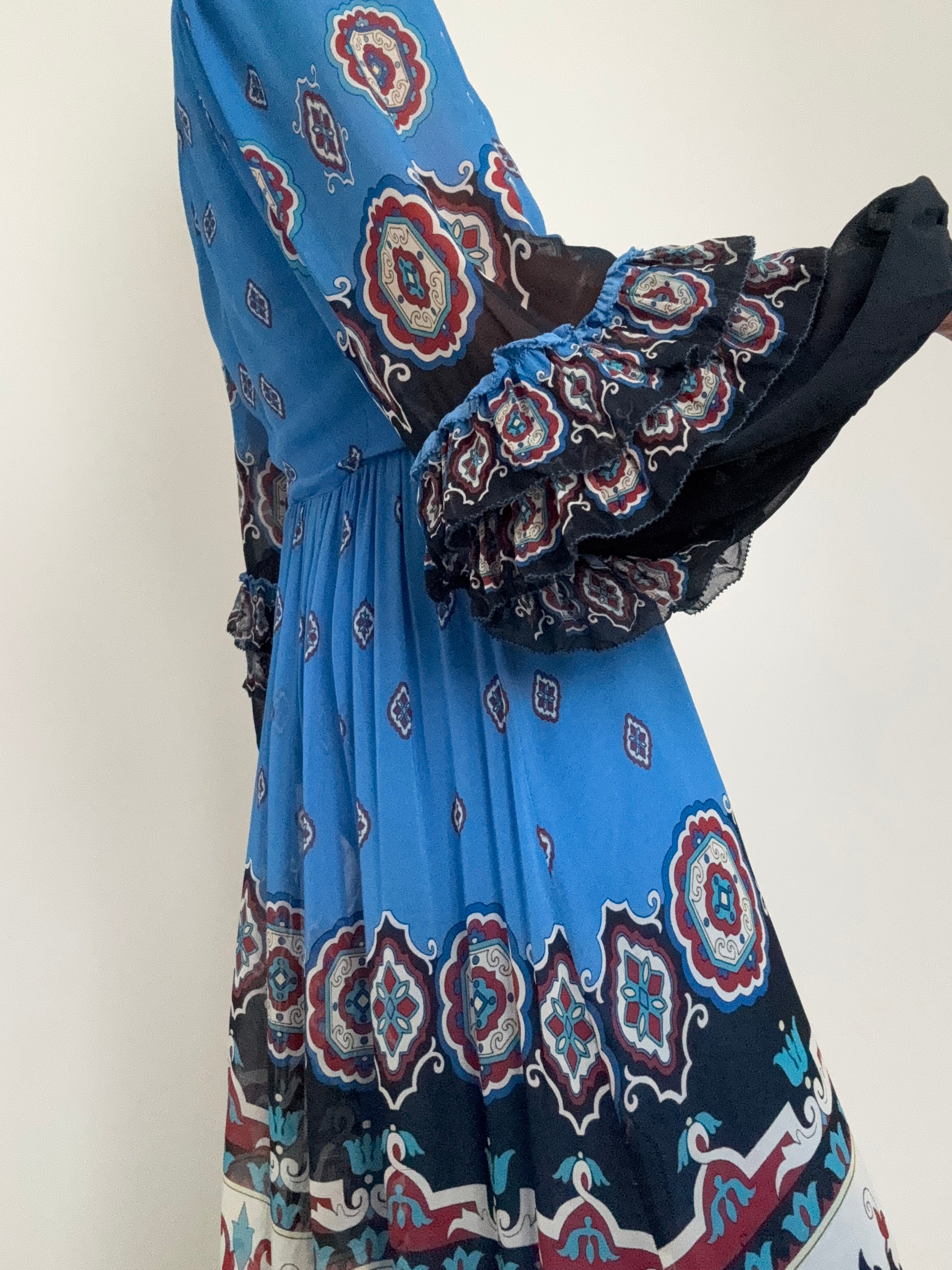 Farm Rio Dresses Blue Ainika Tiles Maxi Dress