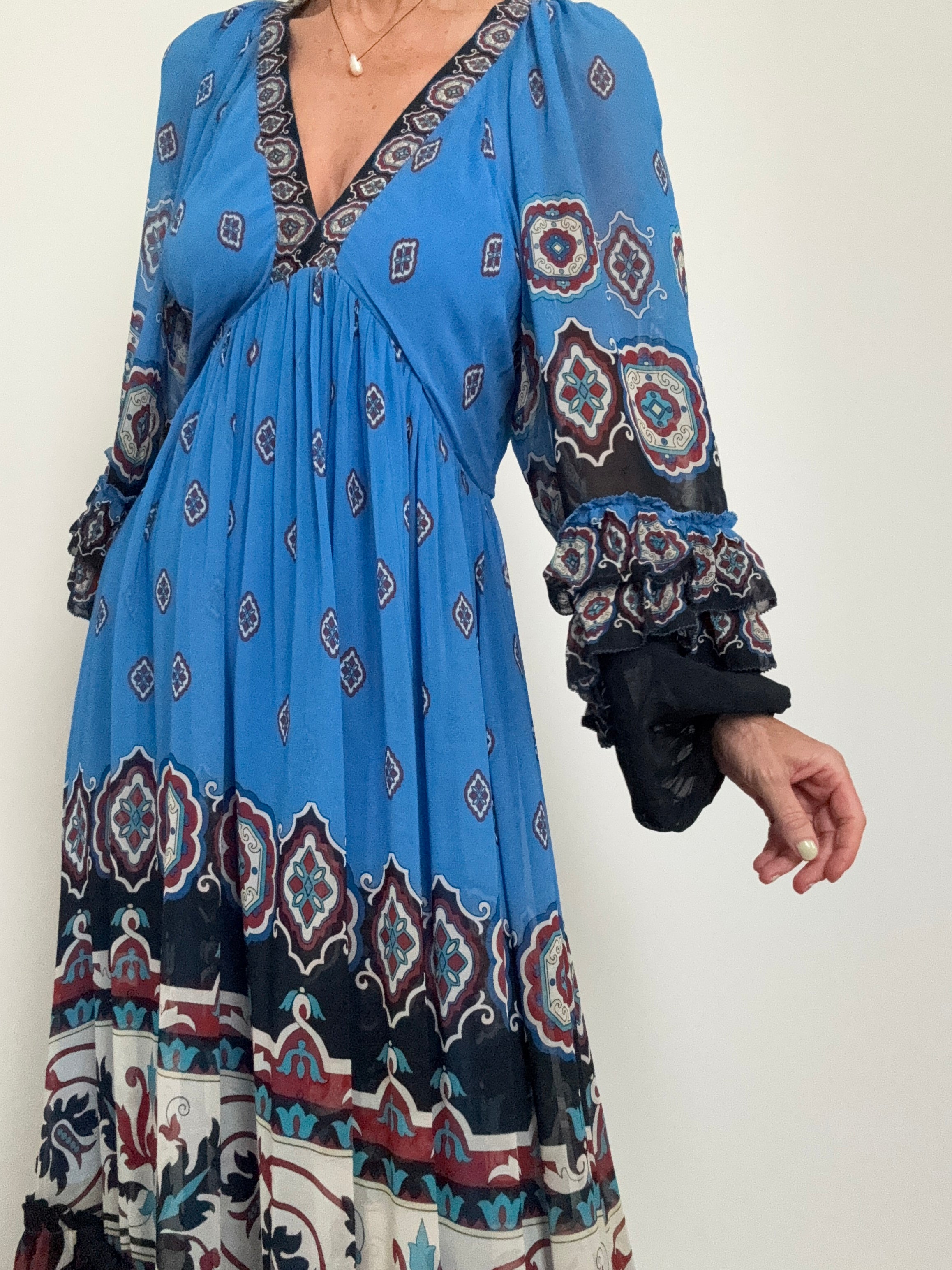 Farm Rio Dresses Blue Ainika Tiles Maxi Dress