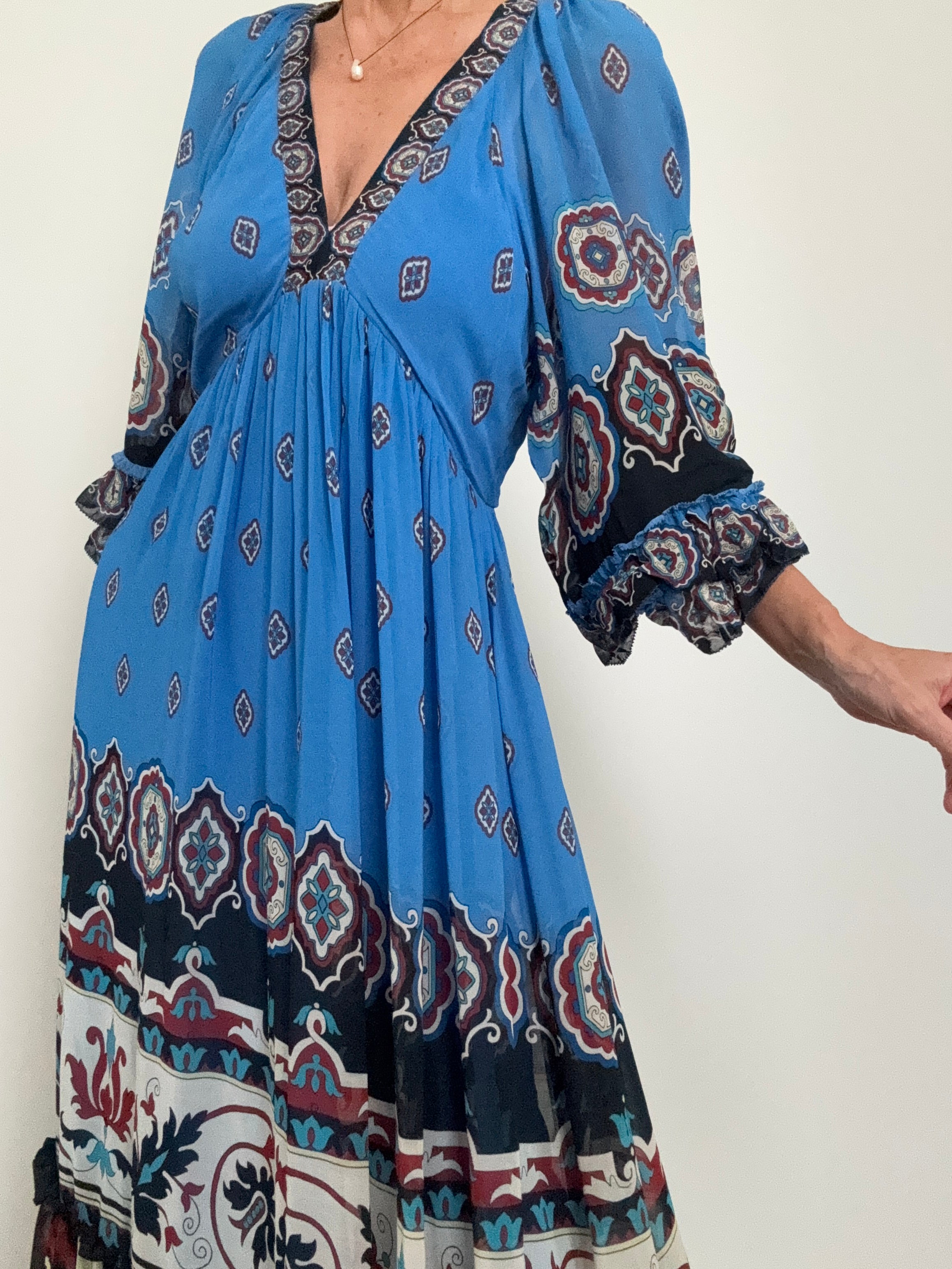 Farm Rio Dresses Blue Ainika Tiles Maxi Dress