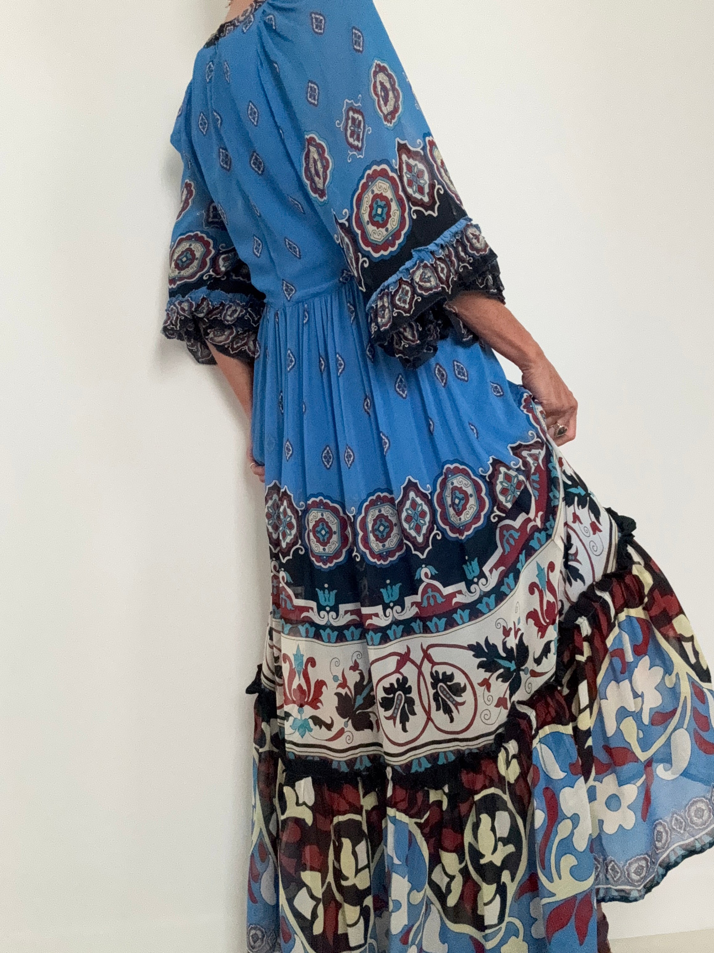 Farm Rio Dresses Blue Ainika Tiles Maxi Dress