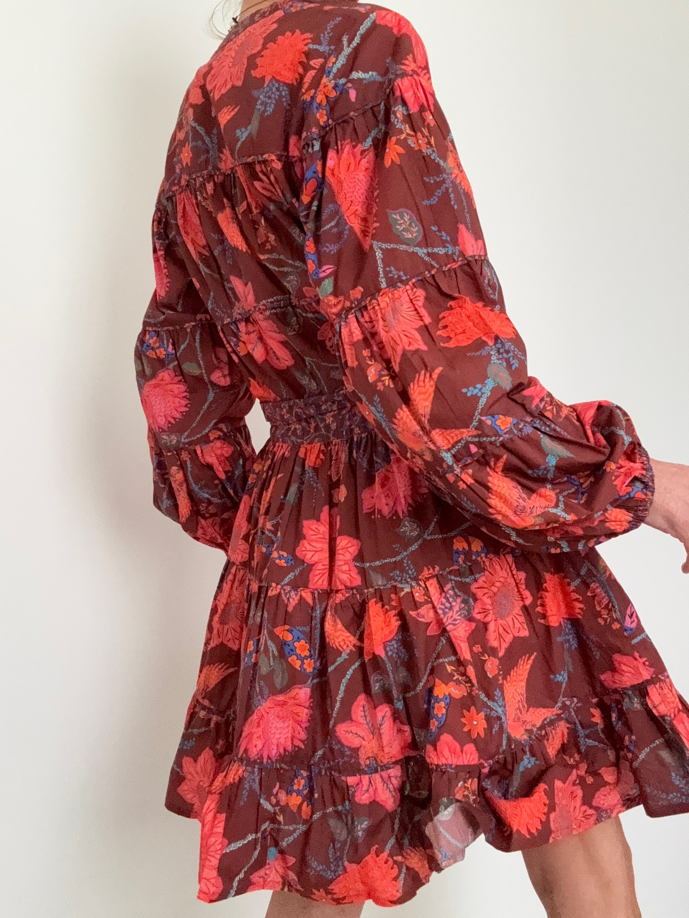 Farm Rio Dresses Button Front Mini Dress Burgandy