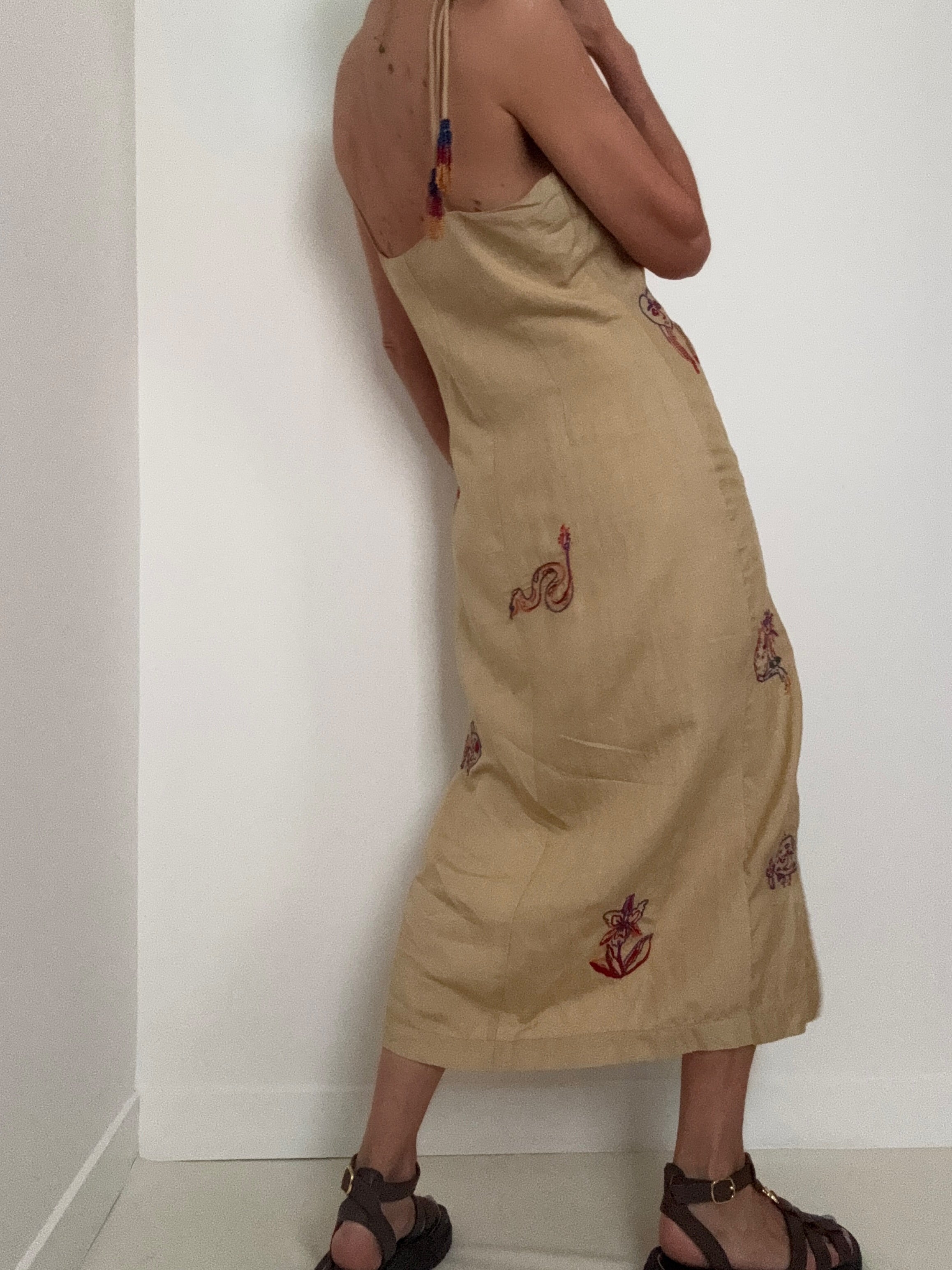 Embroidered Linen Blend Dress | Dresses