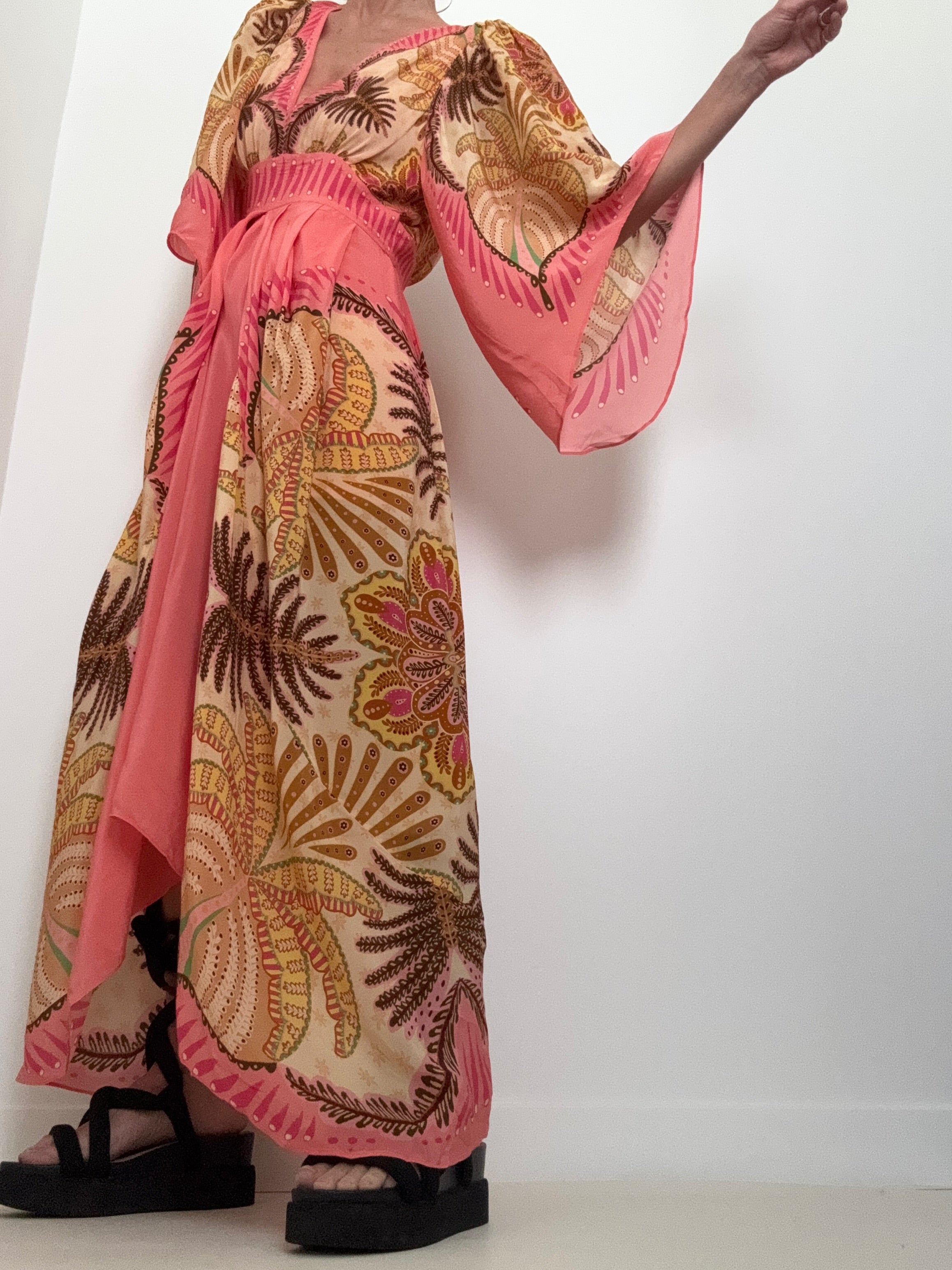 Farm Rio Dresses Farm Rio Floral Pleated Maxi Dress