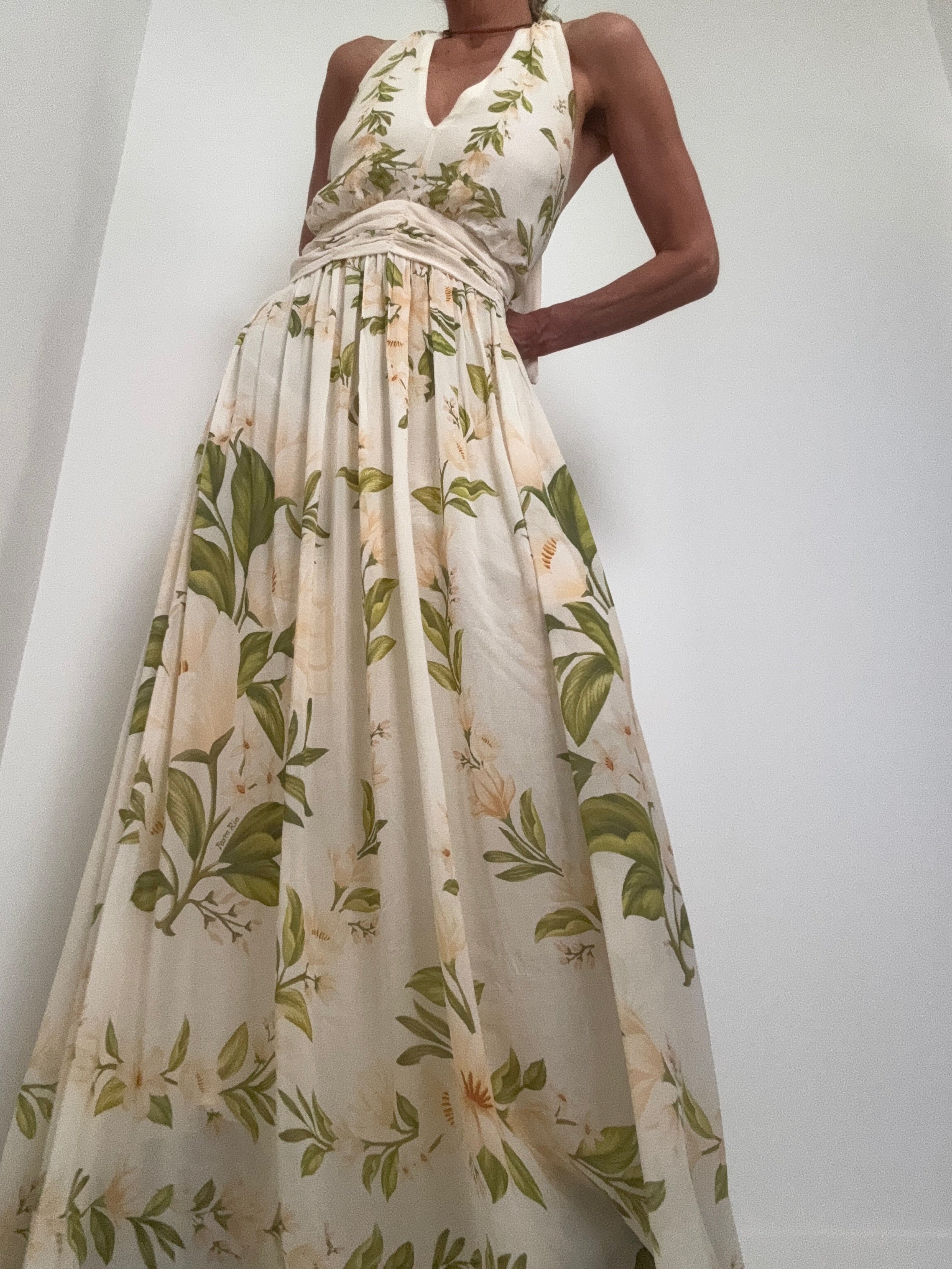 Halter Neck Floral Chiffon Maxi Dress | Dresses