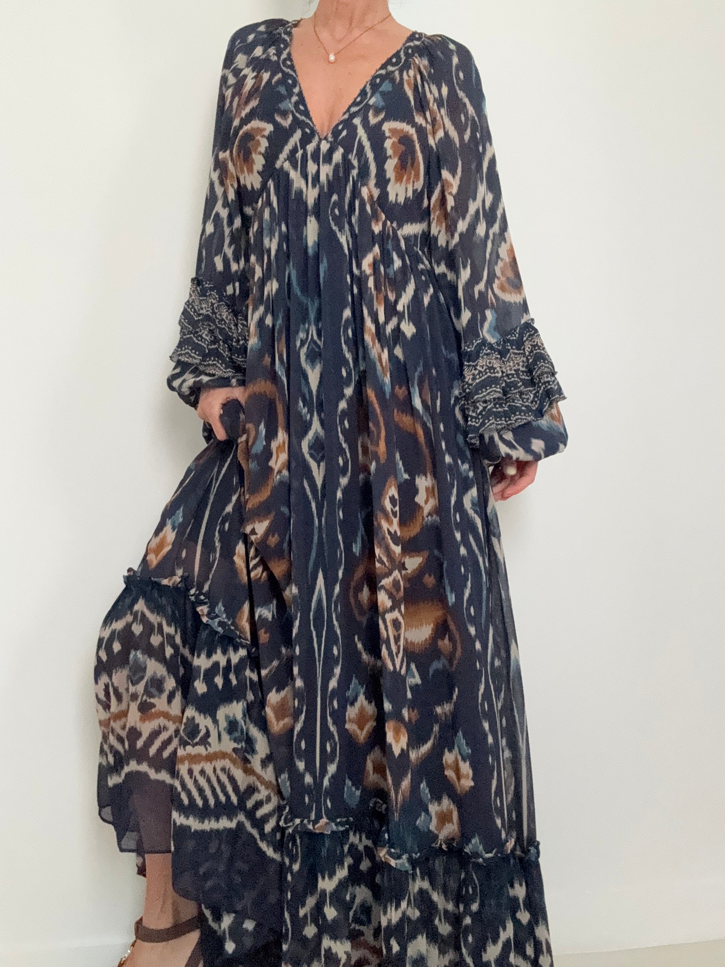 Farm Rio Dresses Small Pineapple Ikat Maxi Dress