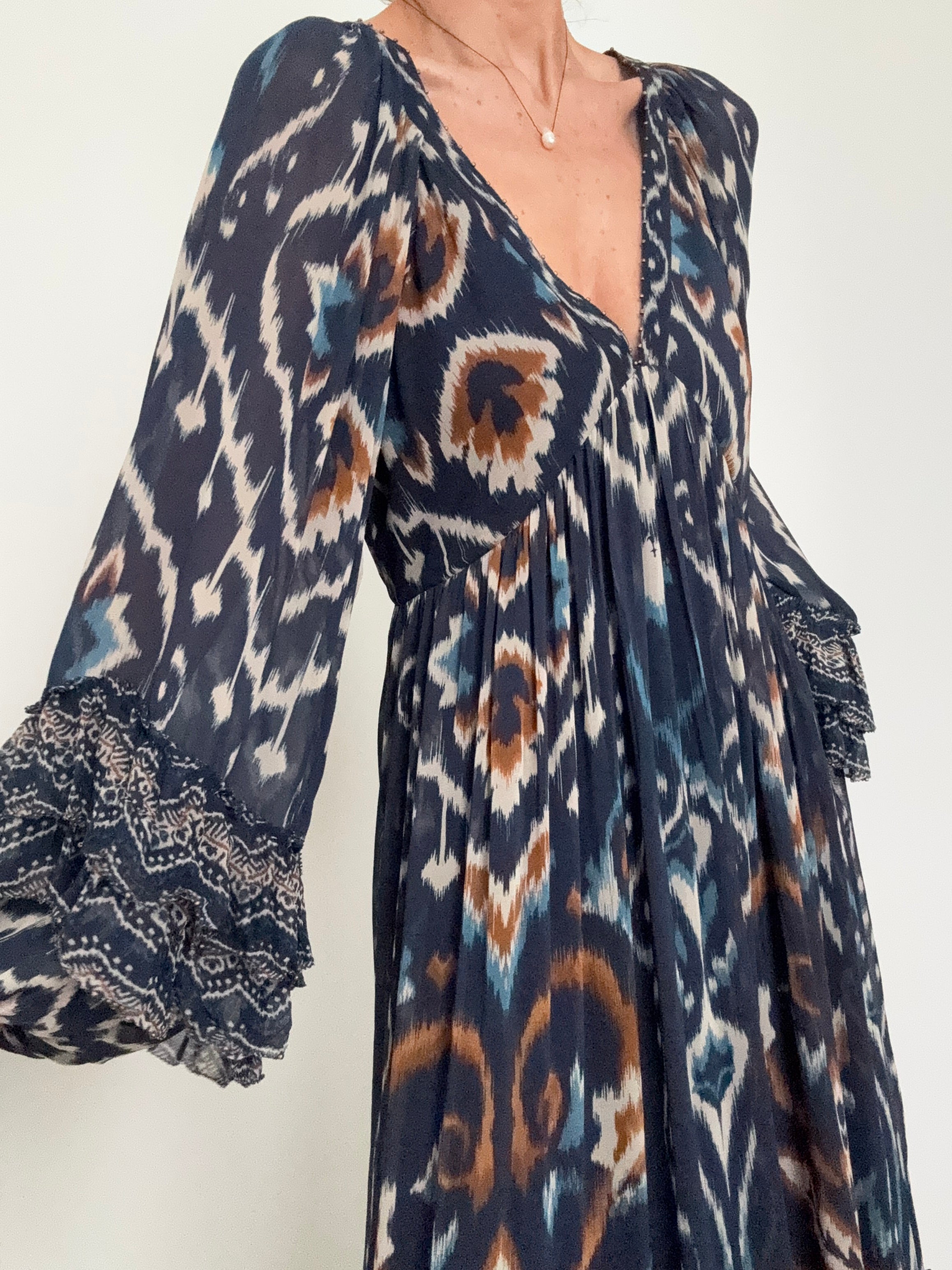 Farm Rio Dresses Small Pineapple Ikat Maxi Dress